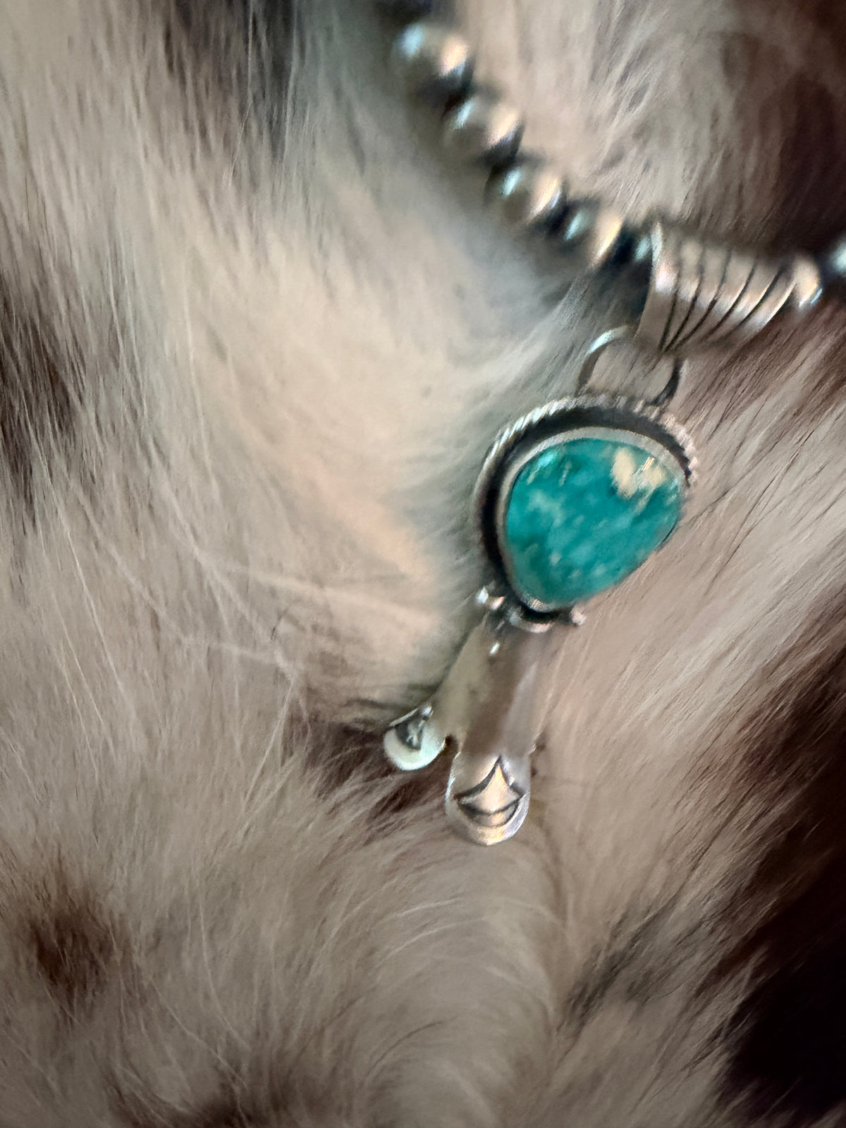 Handcrafted Turquoise & Sterling Silver Beaded Blossom Necklace