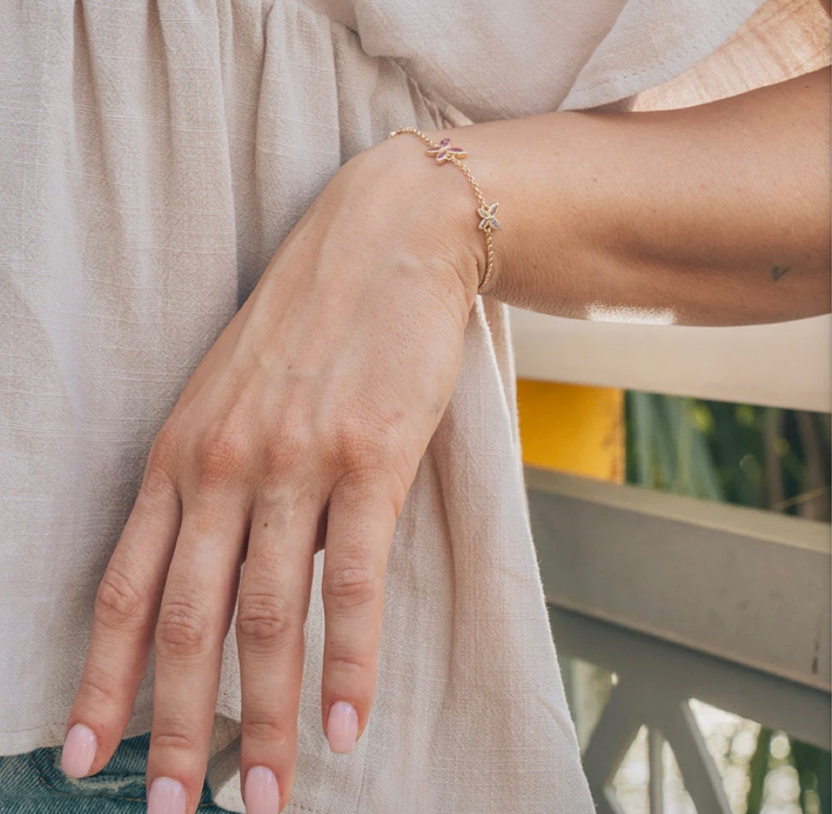 Caria CZ Butterfly Brass Bolo Bracelet