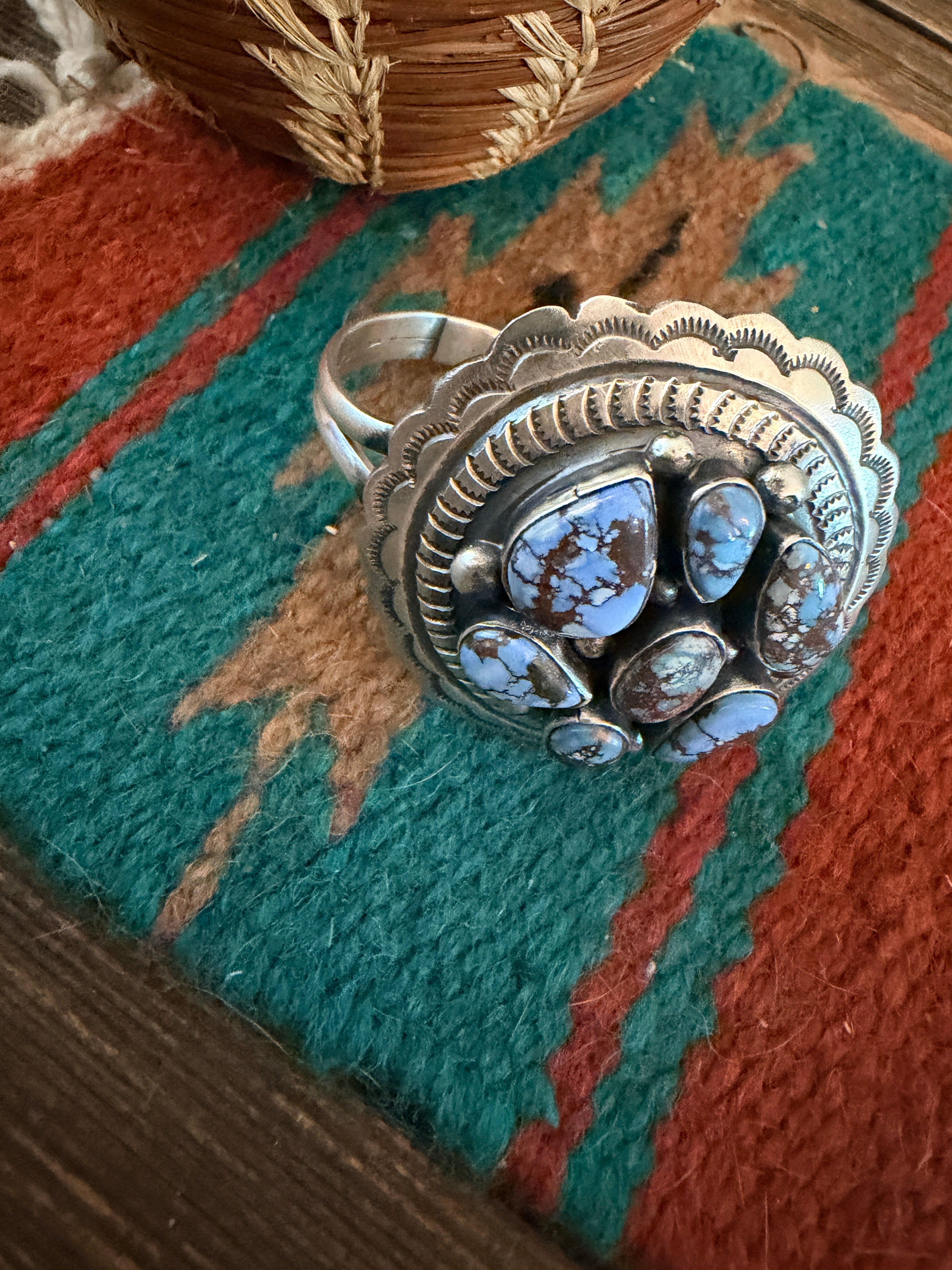 Handcrafted Golden Hills Turquoise & Sterling Silver Cuff Bracelet by Chimney Butte