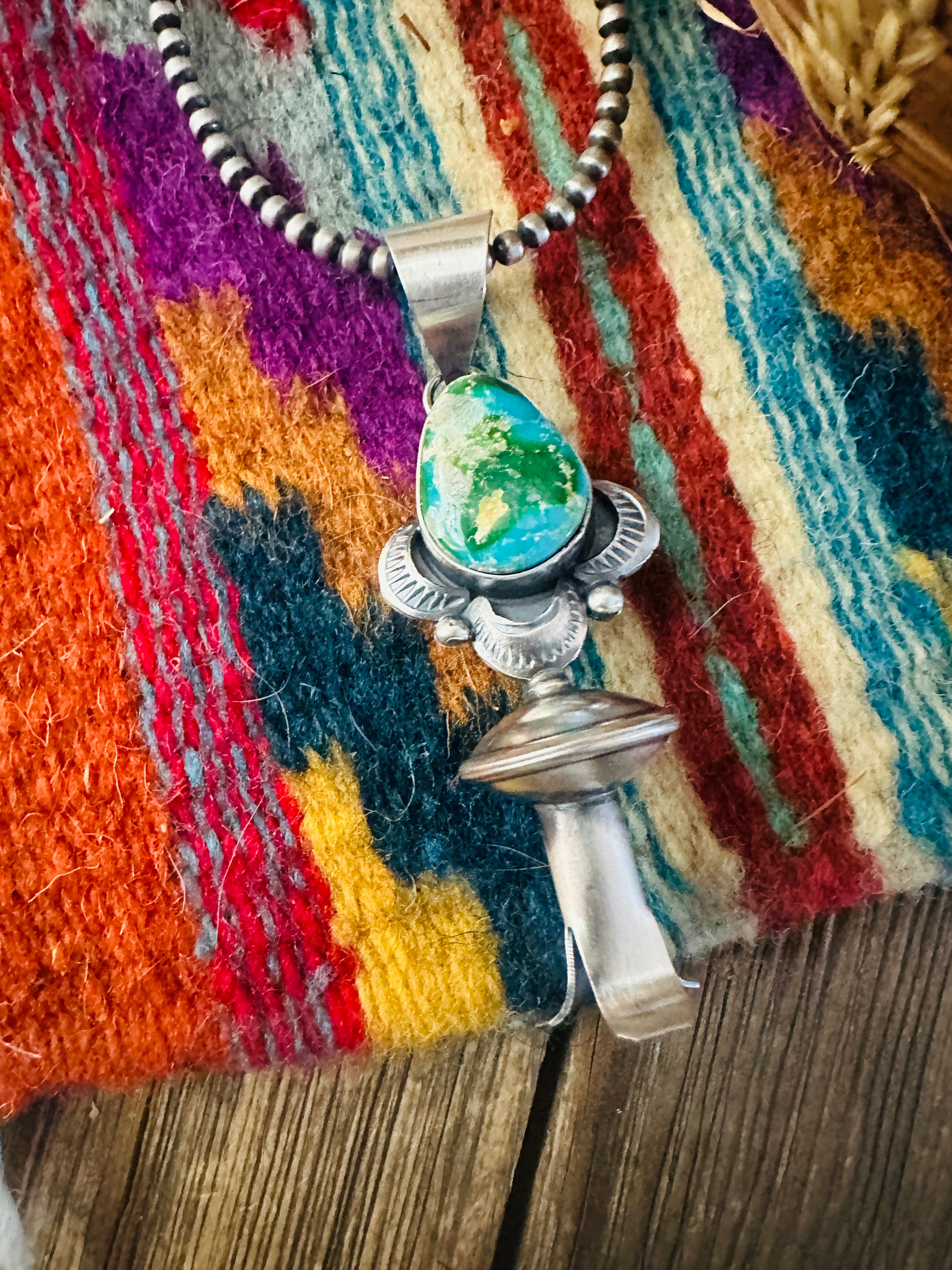 Handcrafted Sterling Silver & Sonoran Mountain Turquoise Blossom Pendant