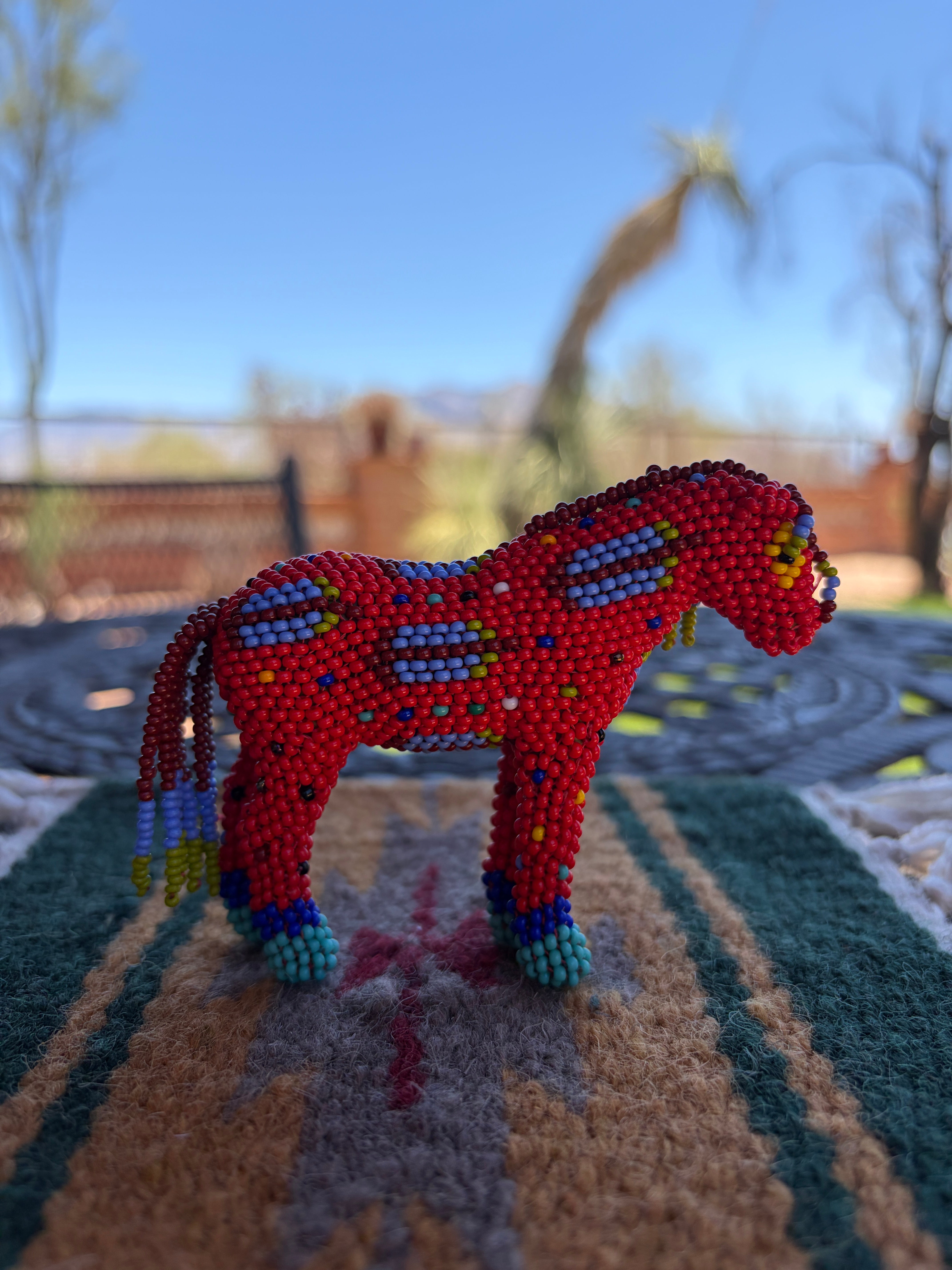 Handmade Peyote Stitched Horse Figurine-Red 9