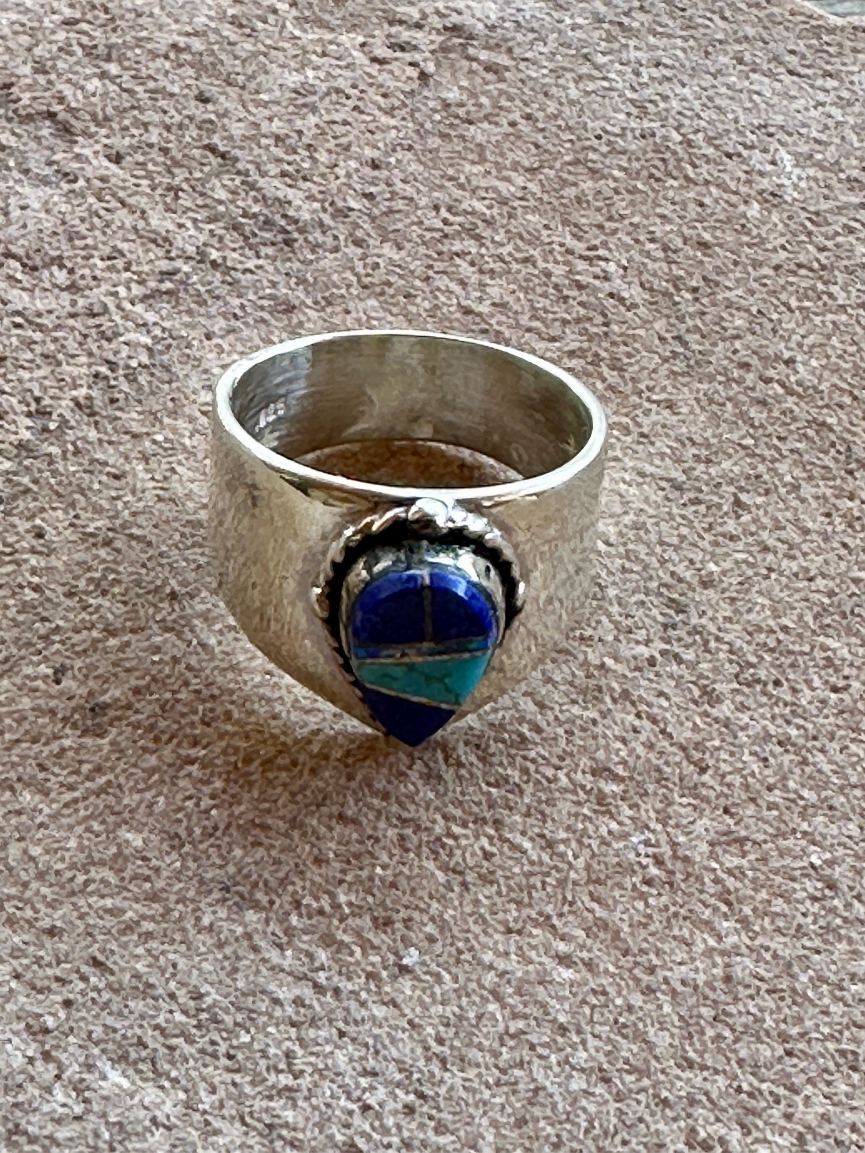 Lapis & Turquoise & Sterling Silver Drop Cigar Band