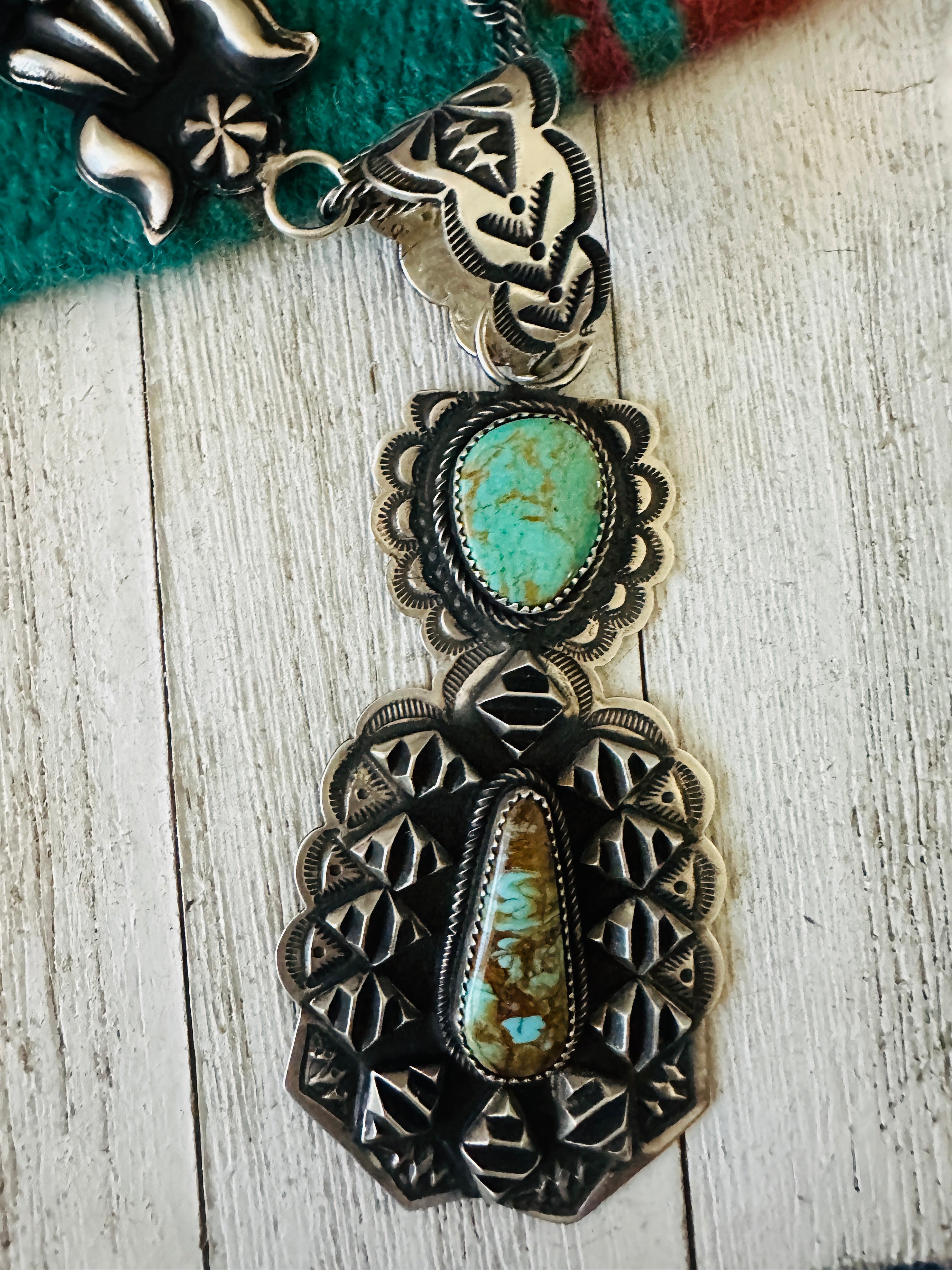 Navajo Sterling Silver & Royston Turquoise Necklace