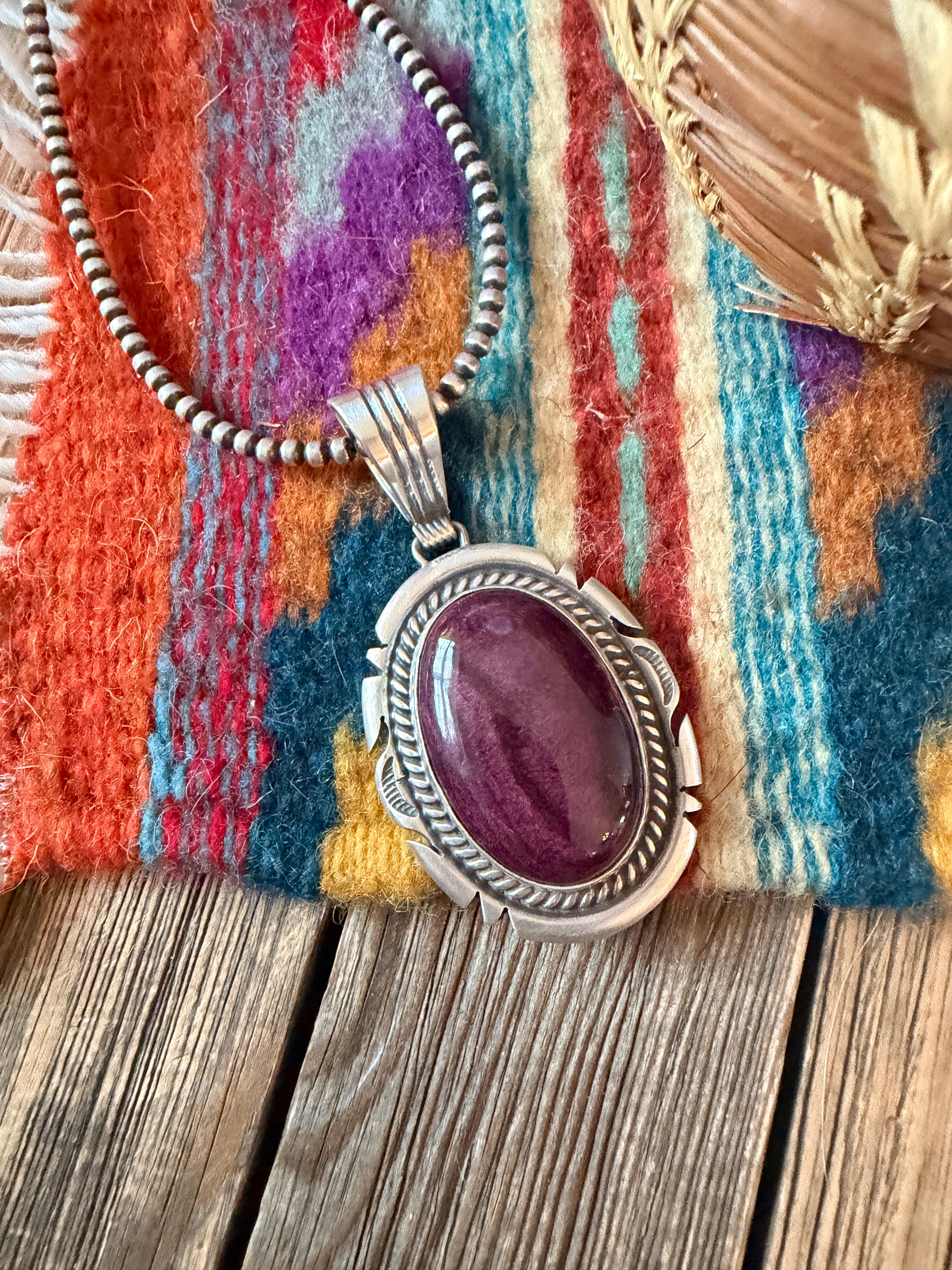 Handcrafted Sterling Silver & Spiny Oyster Pendant by Jon McCray
