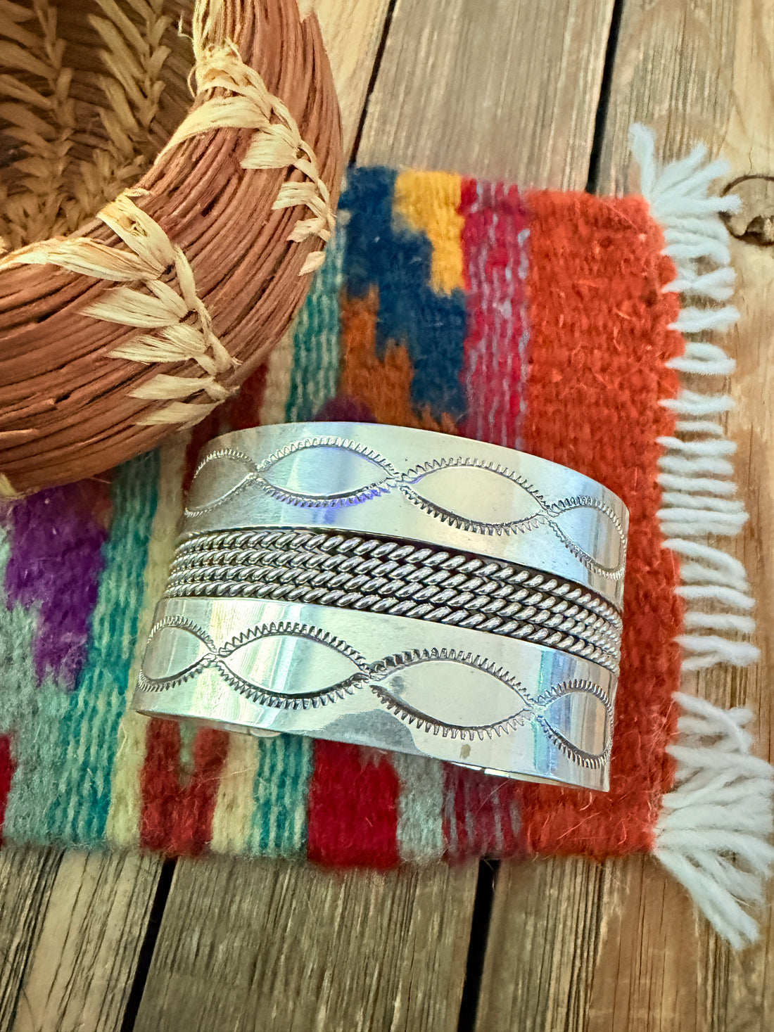 Hand Stamped Sterling Silver Cuff Bracelet