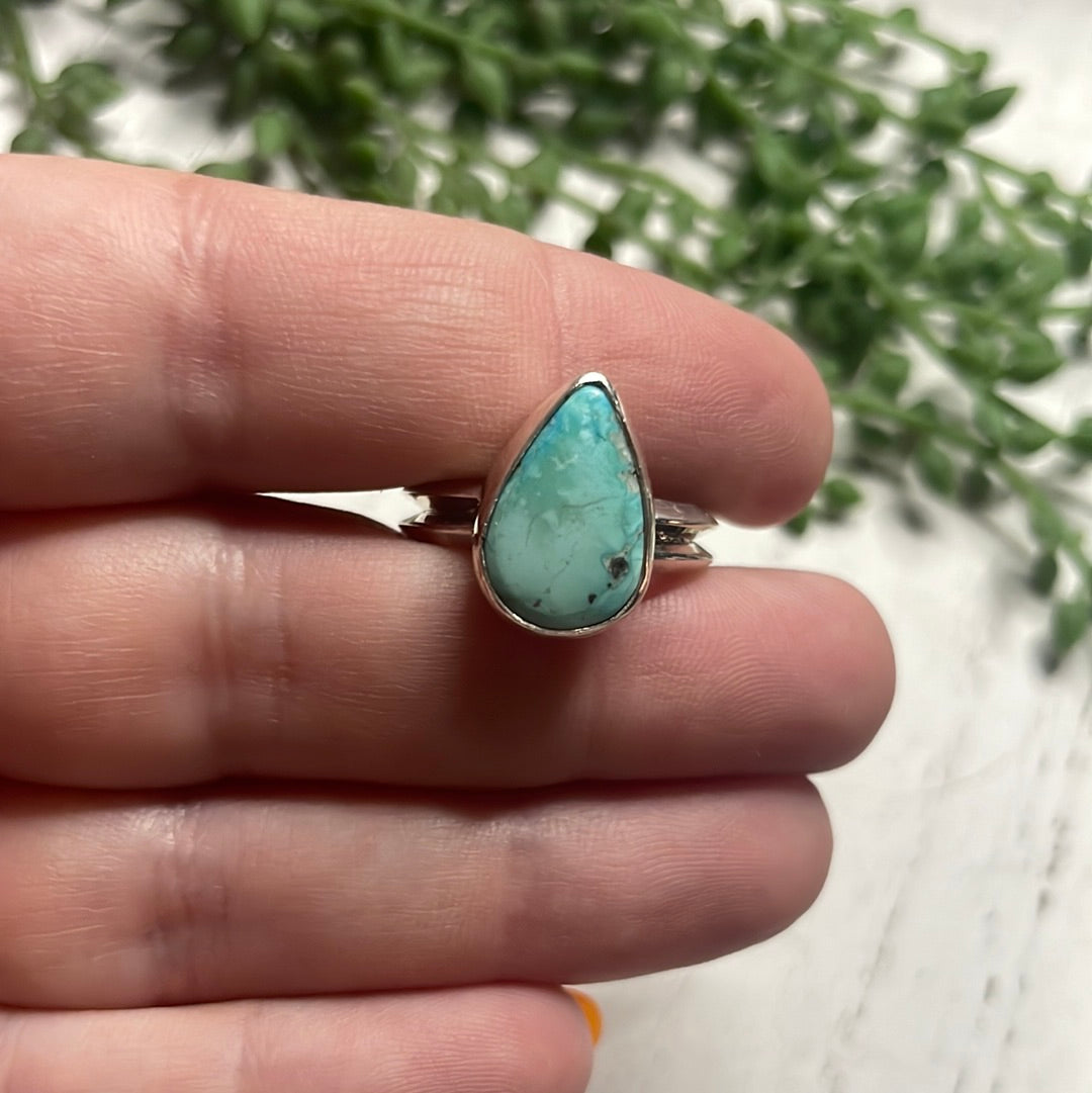 Navajo Turquoise Sterling Silver Teardrop Ring