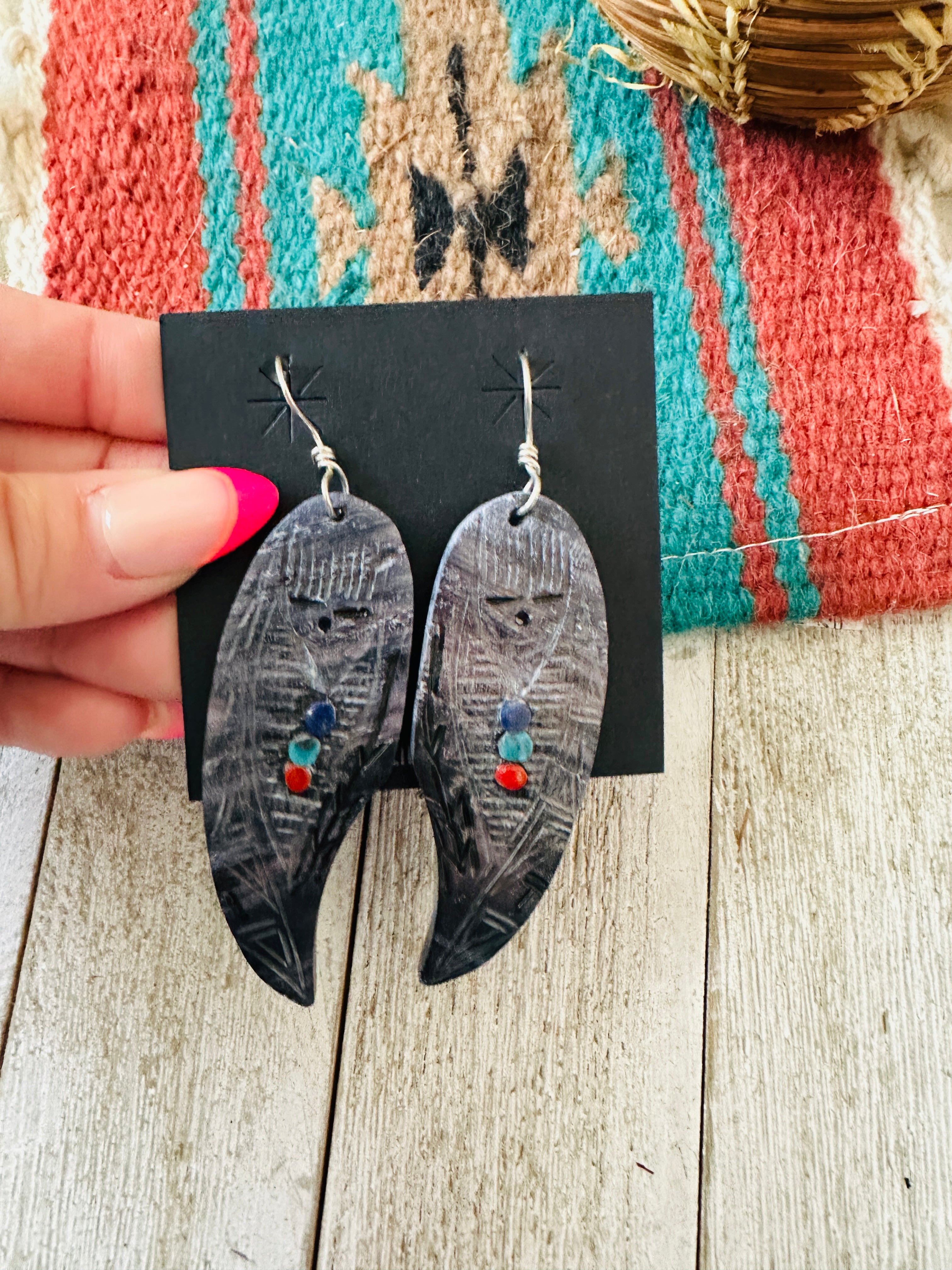 Handcrafted Multi Stone Corn Maiden Dangle Earrings