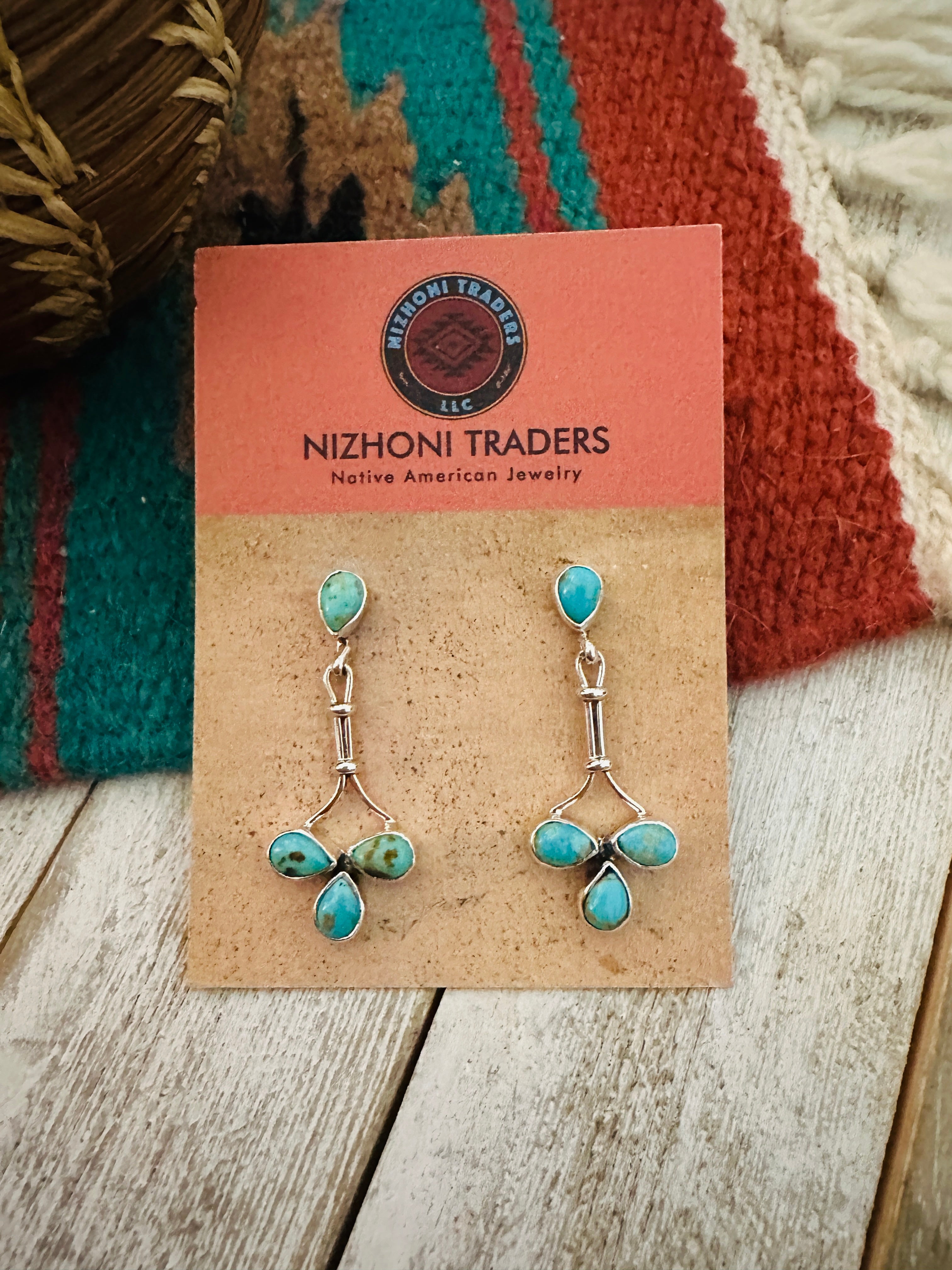 Navajo Sterling Silver & Turquoise Dangle Earrings