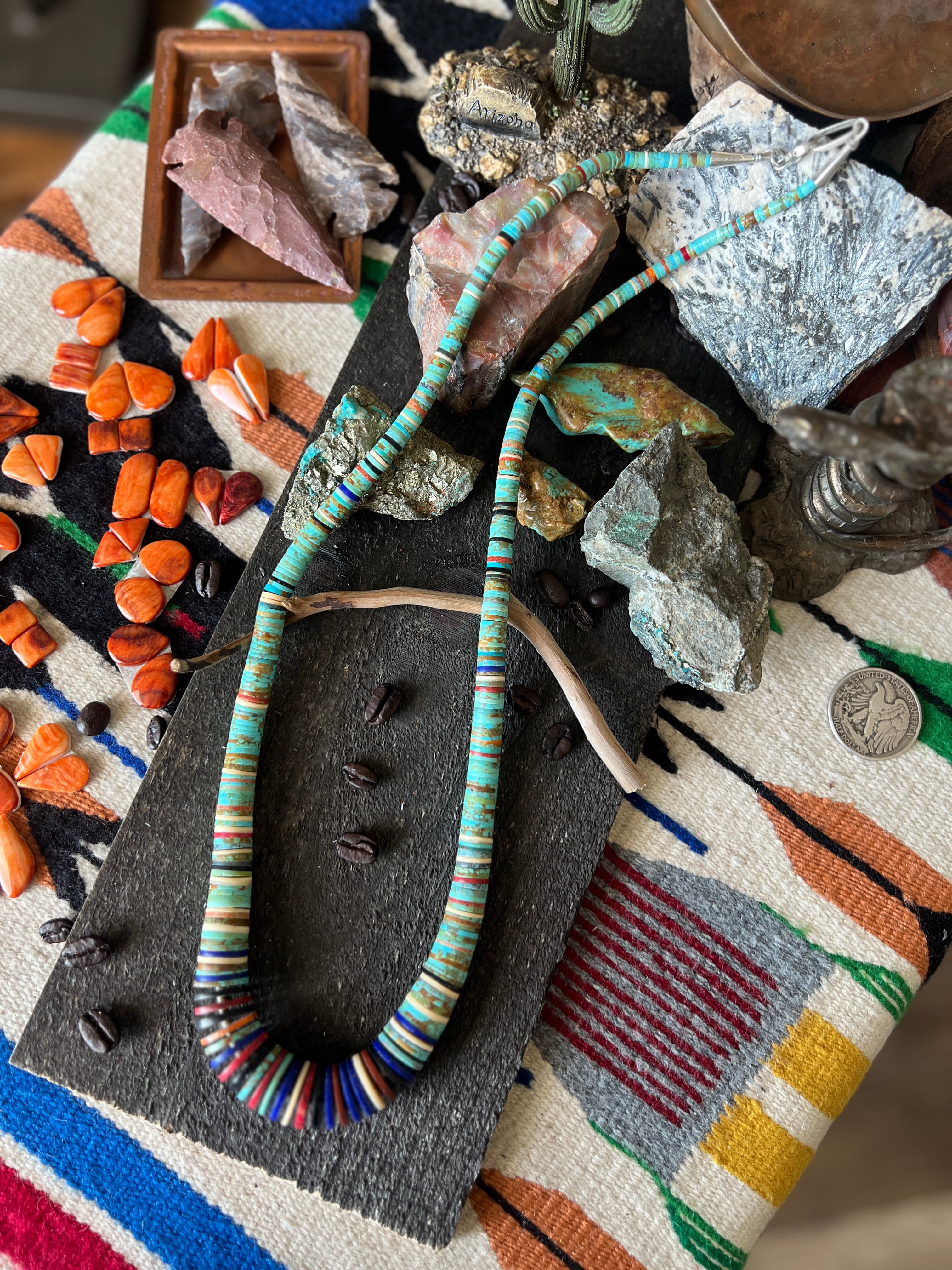Ronald Chavez Handcrafted Multistone Heishi Beaded Santo Domingo Necklace