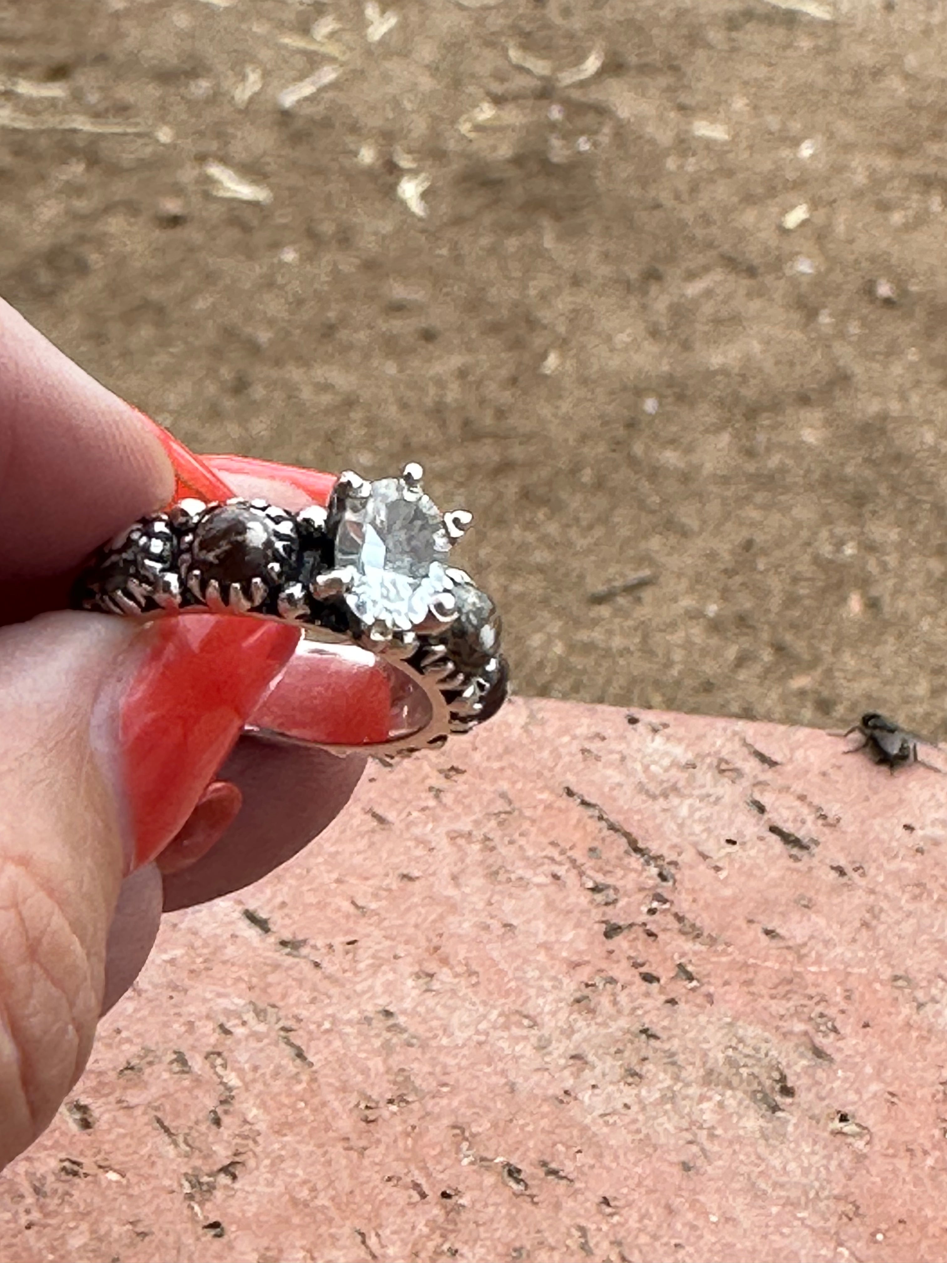 Wild Horse & White Topaz Sterling Silver Forever Ring