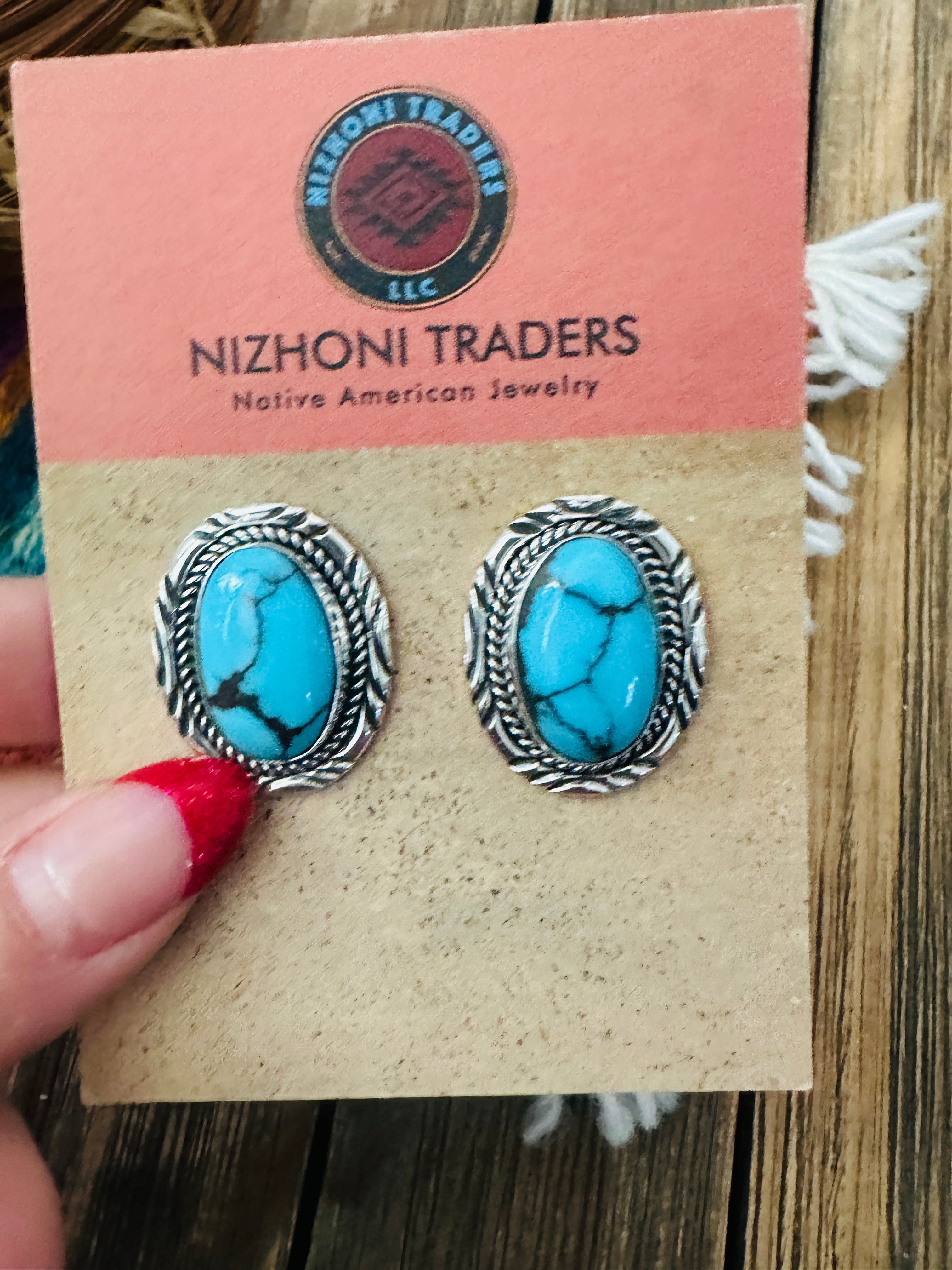 Handcrafted Turquoise & Sterling Silver Post Earrings