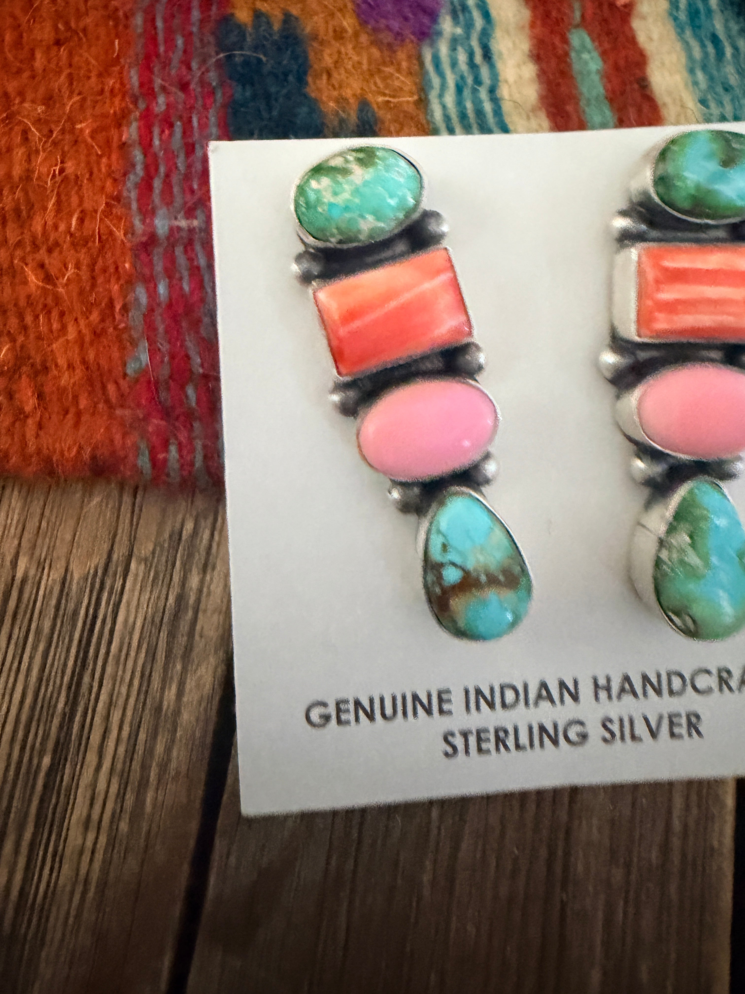 Handcrafted Multi Stone & Sterling Silver Dangle Earrings by Letricia Largo