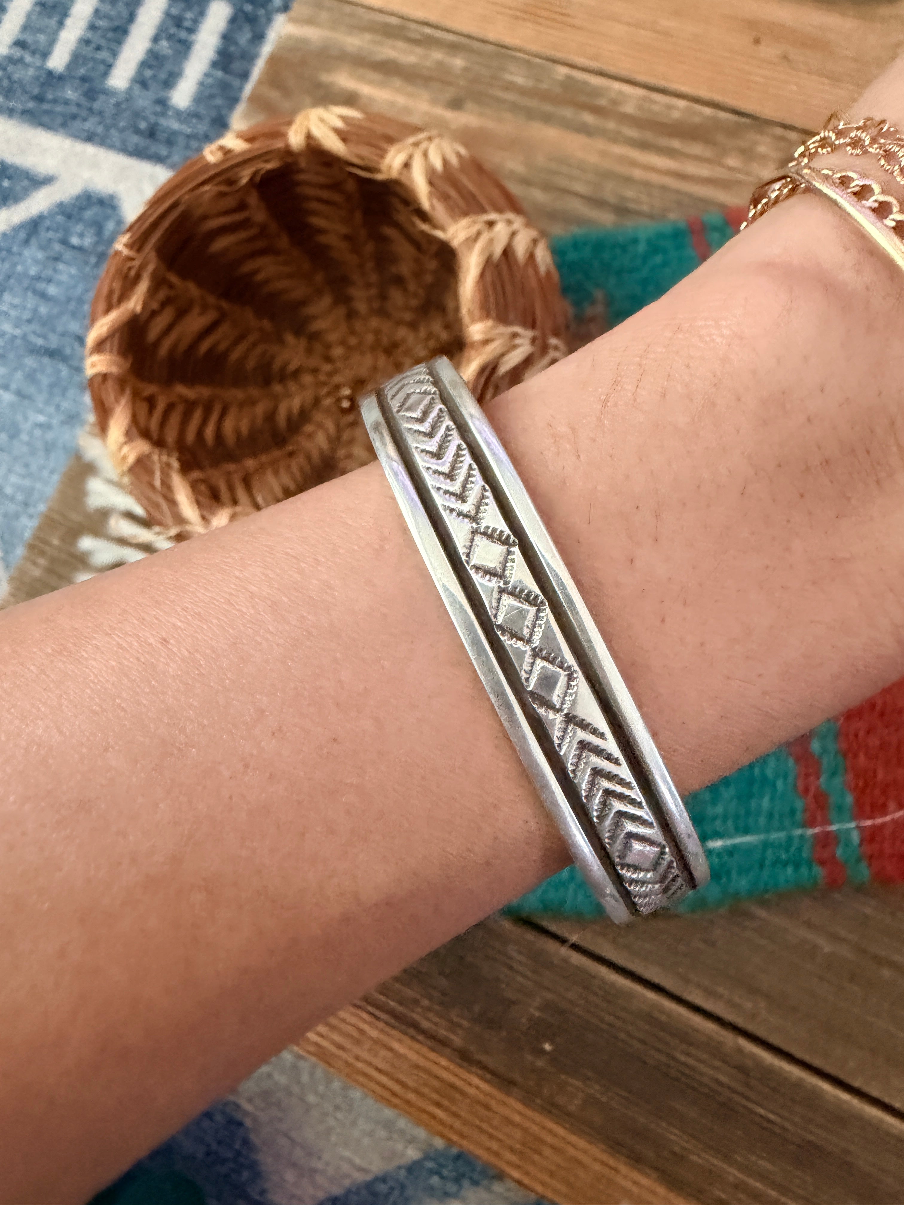 Handcrafted Old Pawn Sterling Silver Cuff Bracelet