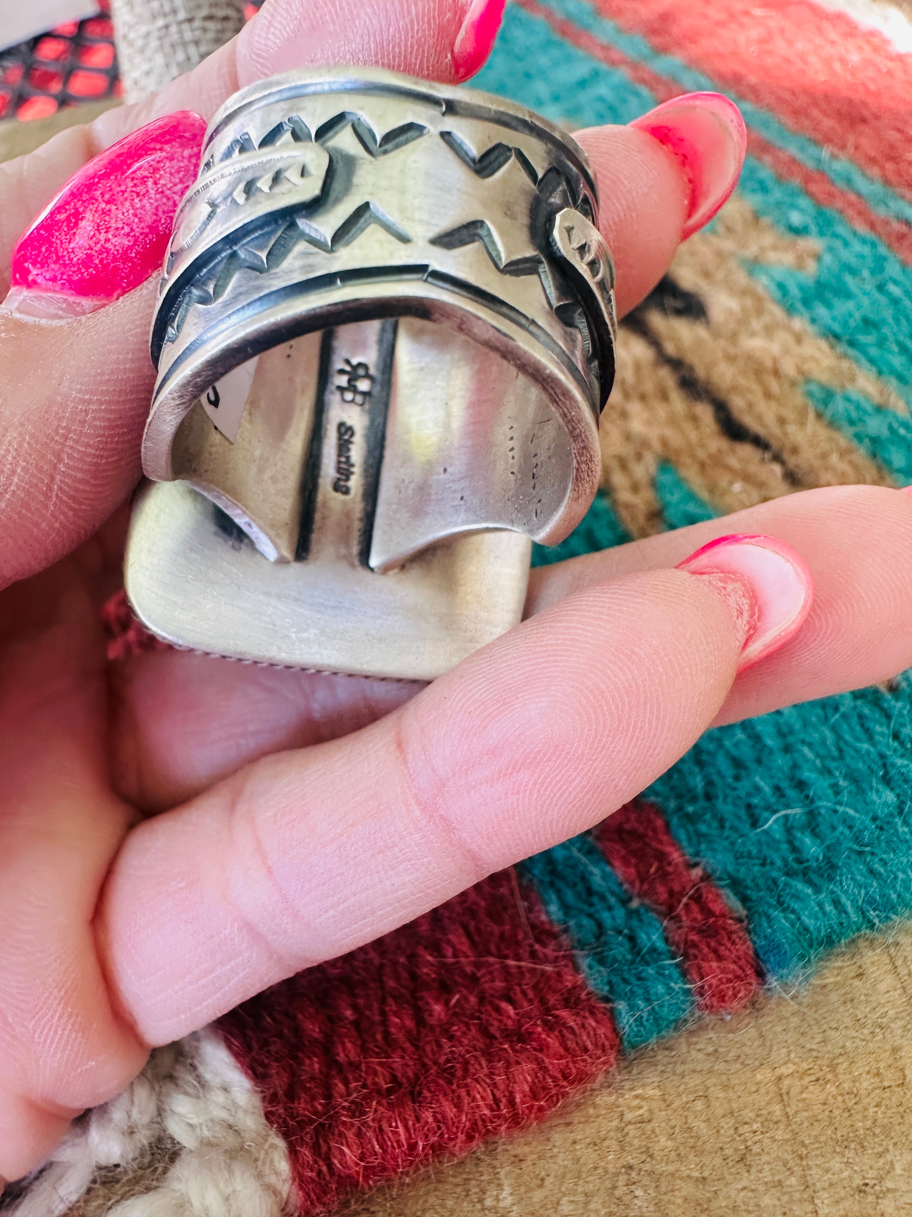 Handcrafted Sterling Silver & Royston Ribbon Turquoise Ring by Randy Boyd, Size 11