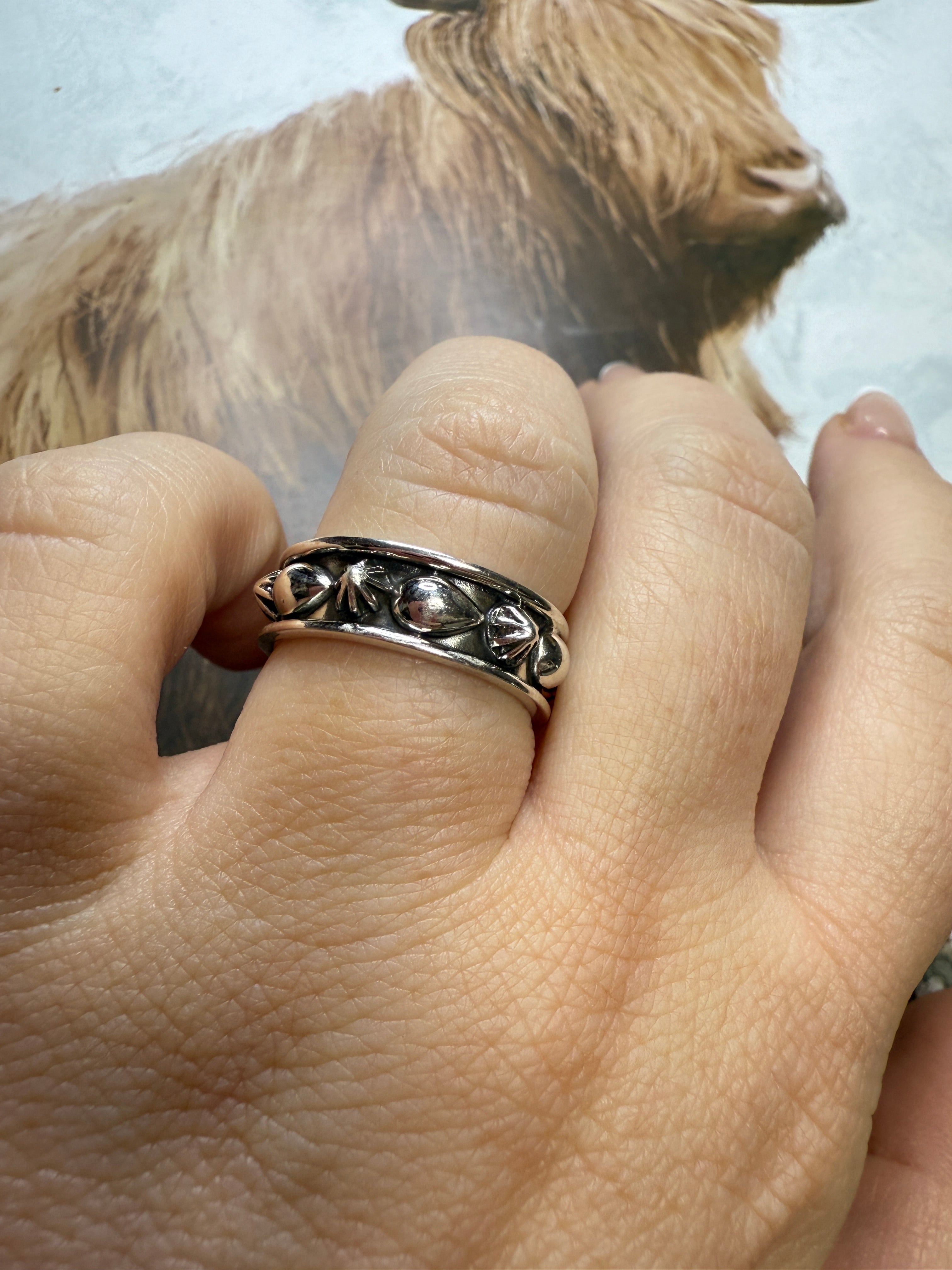 Handmade Sterling Silver Concho Drop Stacker Adjustable Band Ring