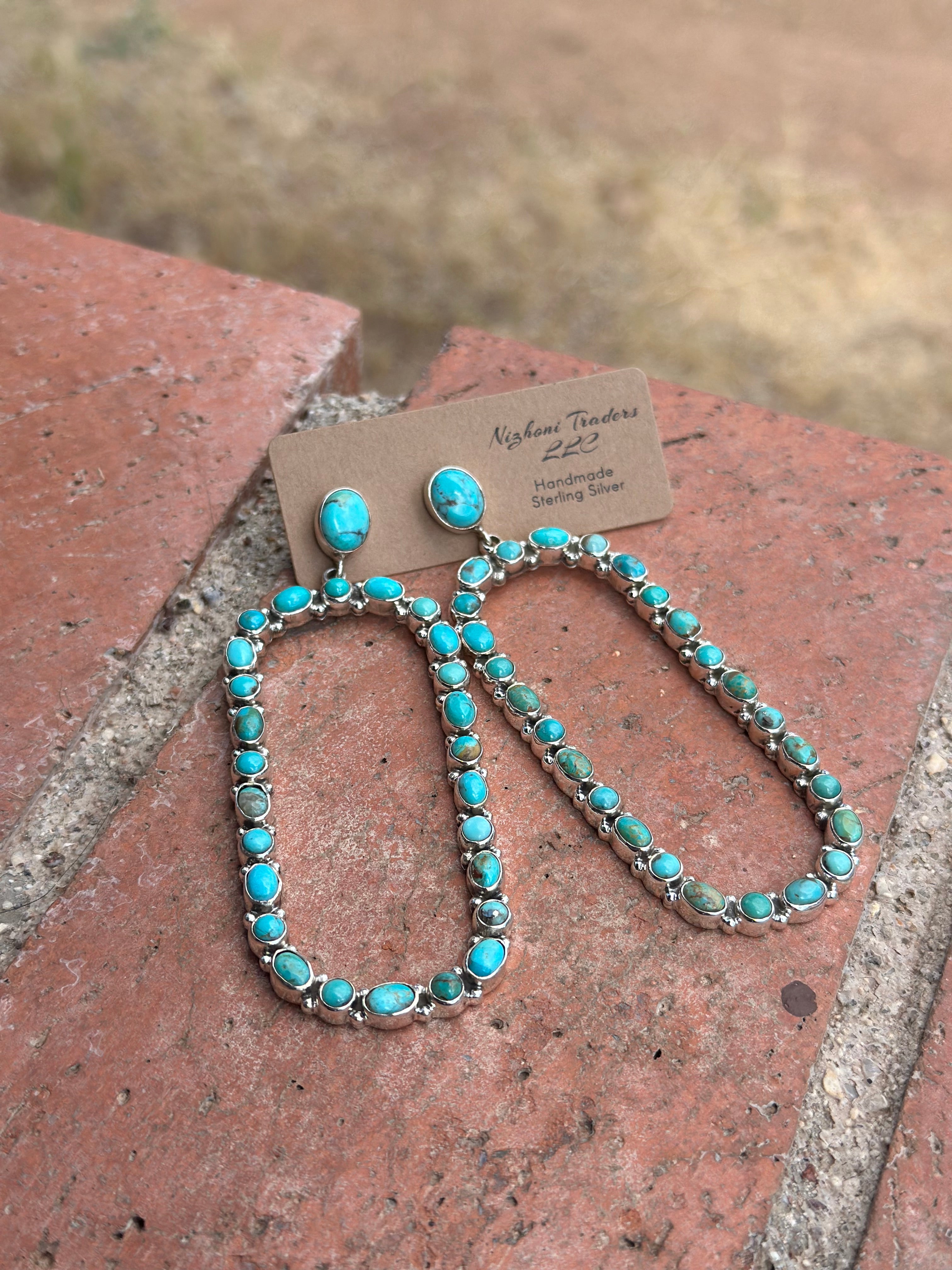 Tubac Royston Turquoise and Sterling Silver Statement Dangles