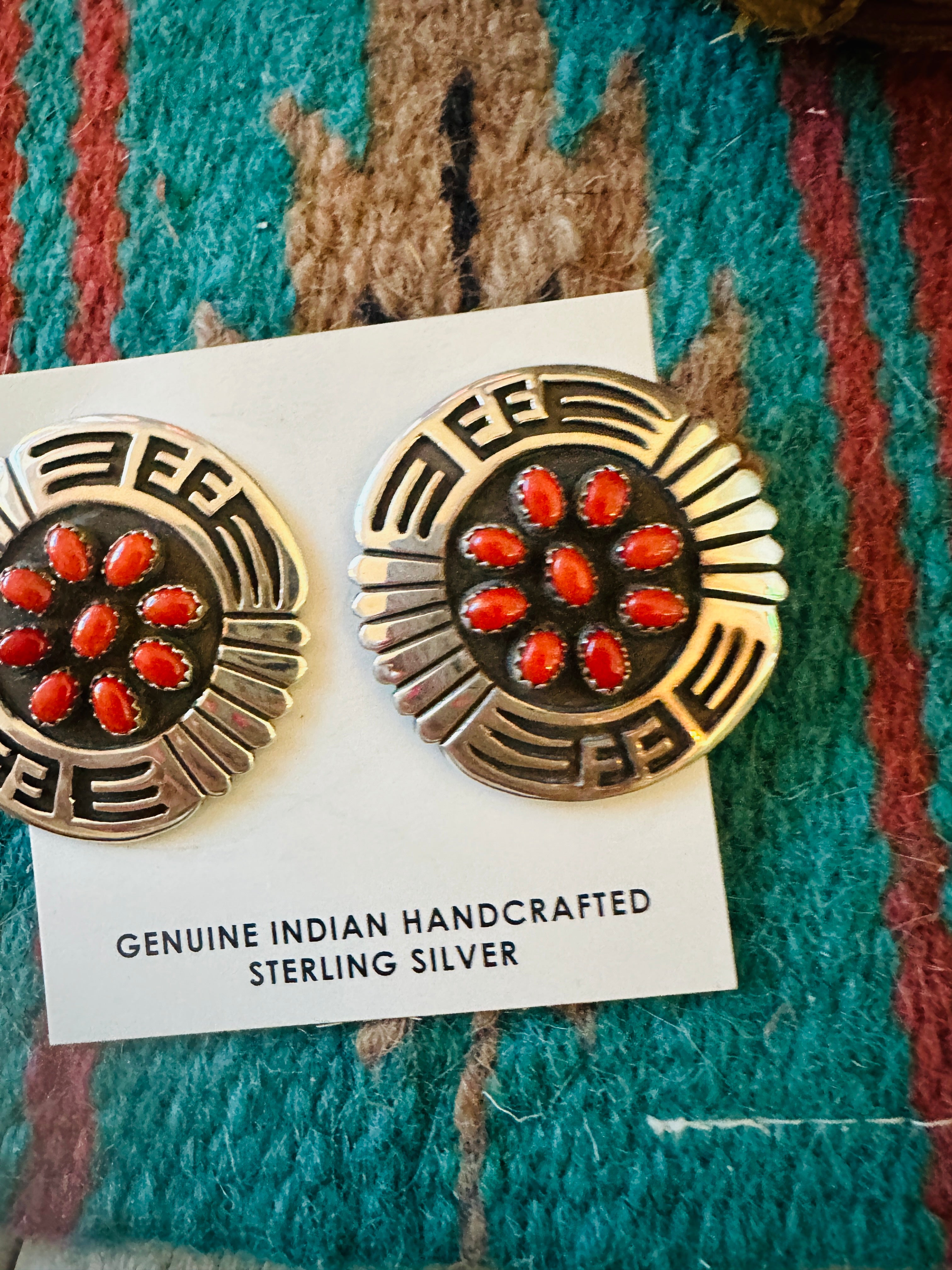 Handcrafted Coral & Sterling Silver Post Earrings