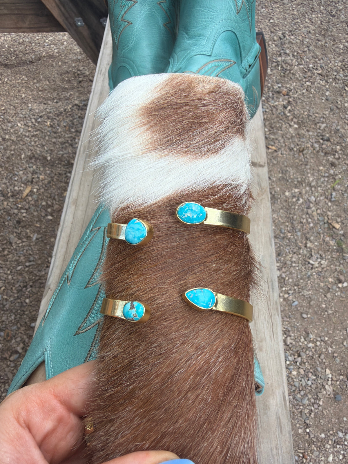 “The Golden Collection” Painted Desert Handmade White Water Gold Plated Adjustable Bracelet Cuff STYLE 7
