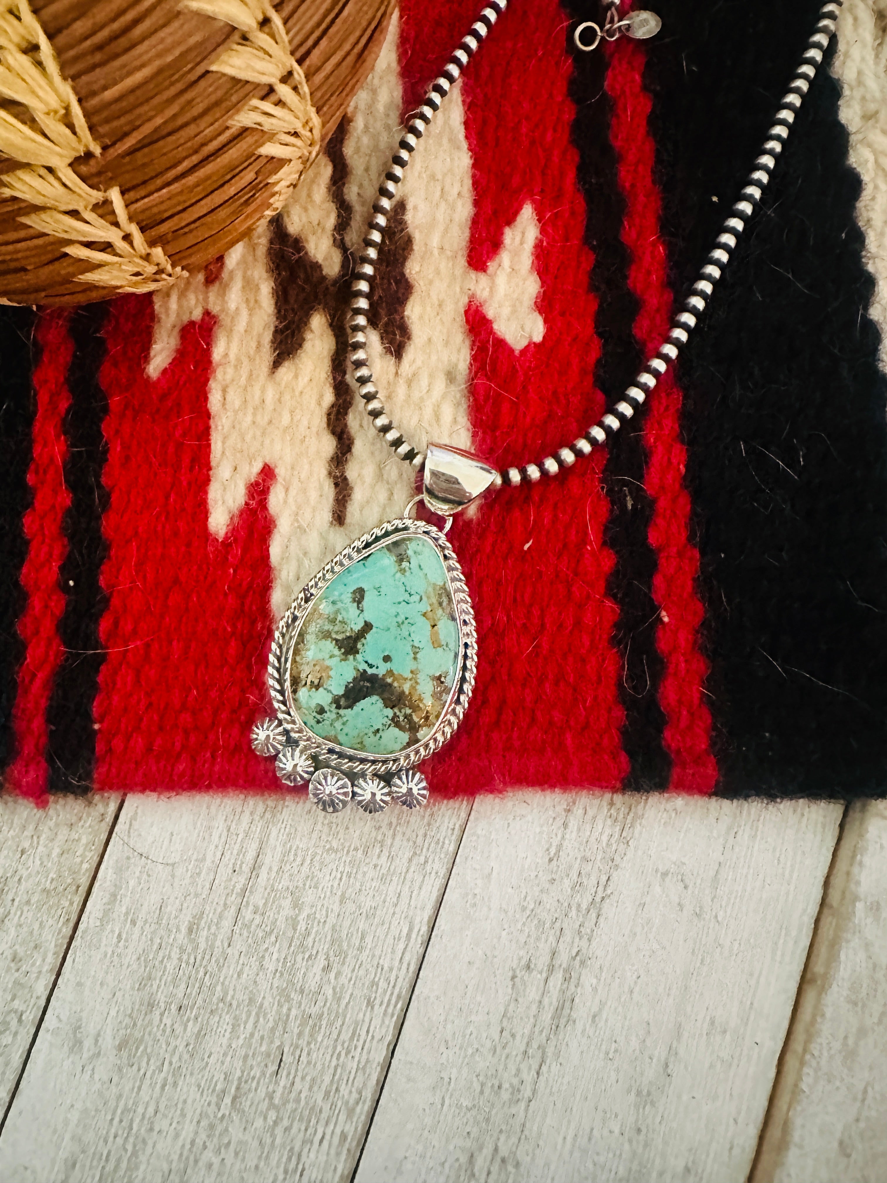 Navajo Number 8 Turquoise & Sterling Silver Pendant