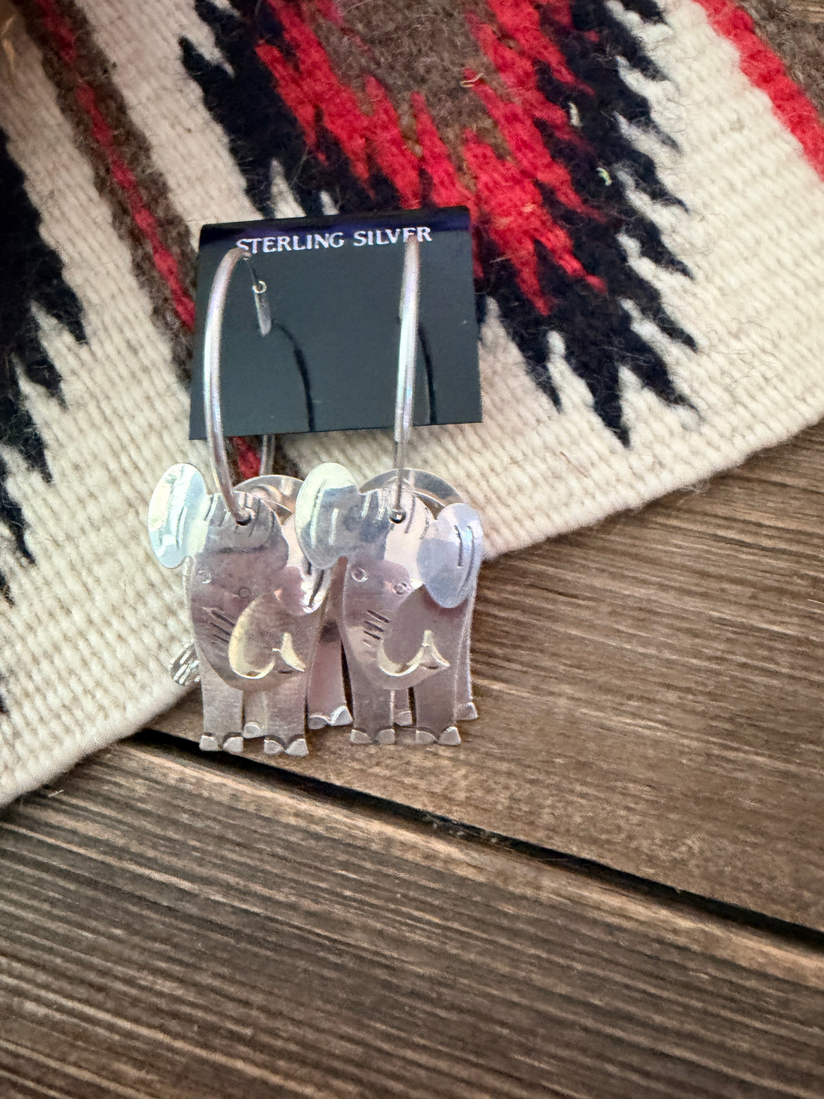 Handcrafted Sterling Silver Elephant Hoop Earrings
