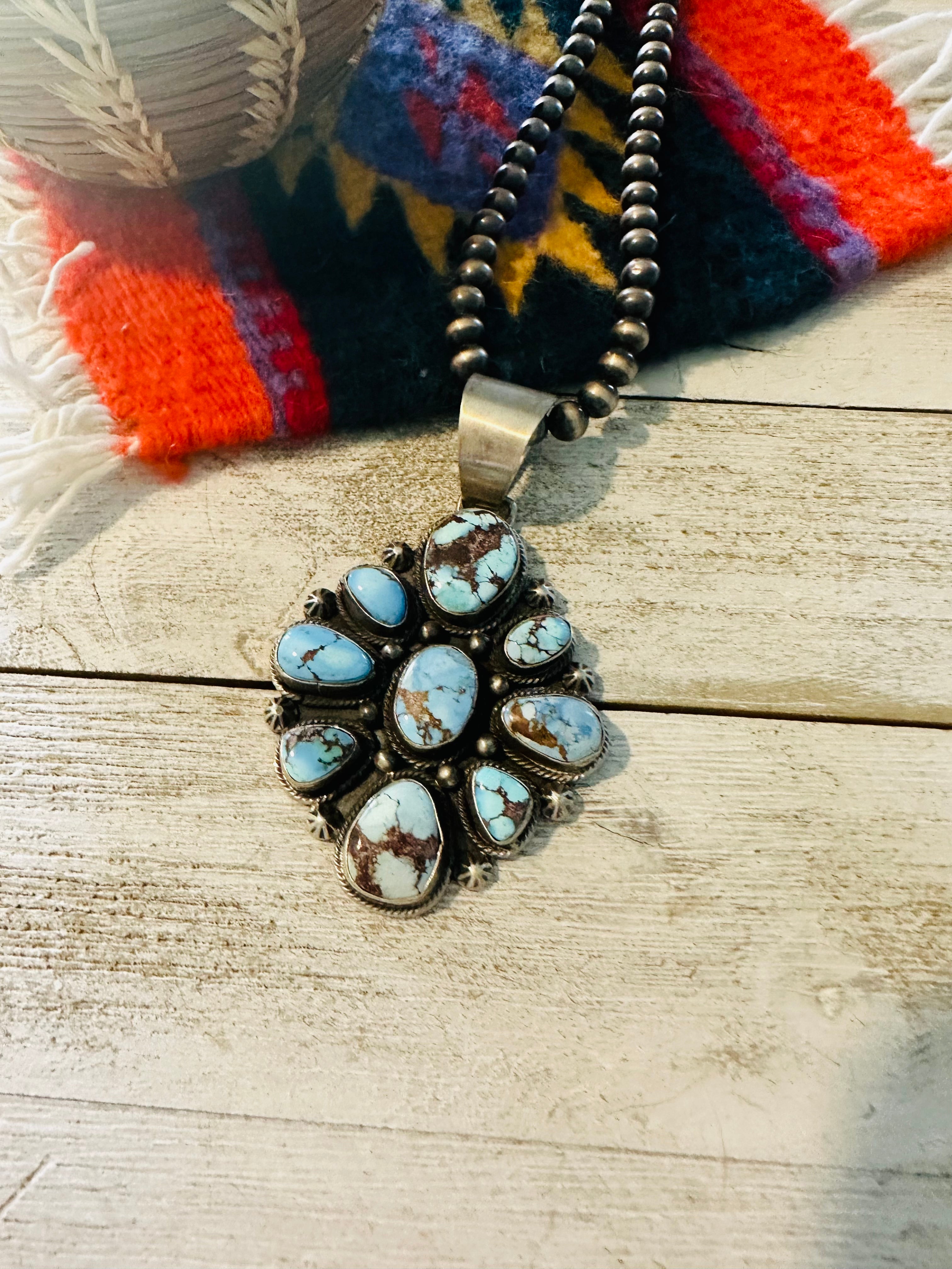 Navajo Golden Hills Turquoise & Sterling Silver Pendant