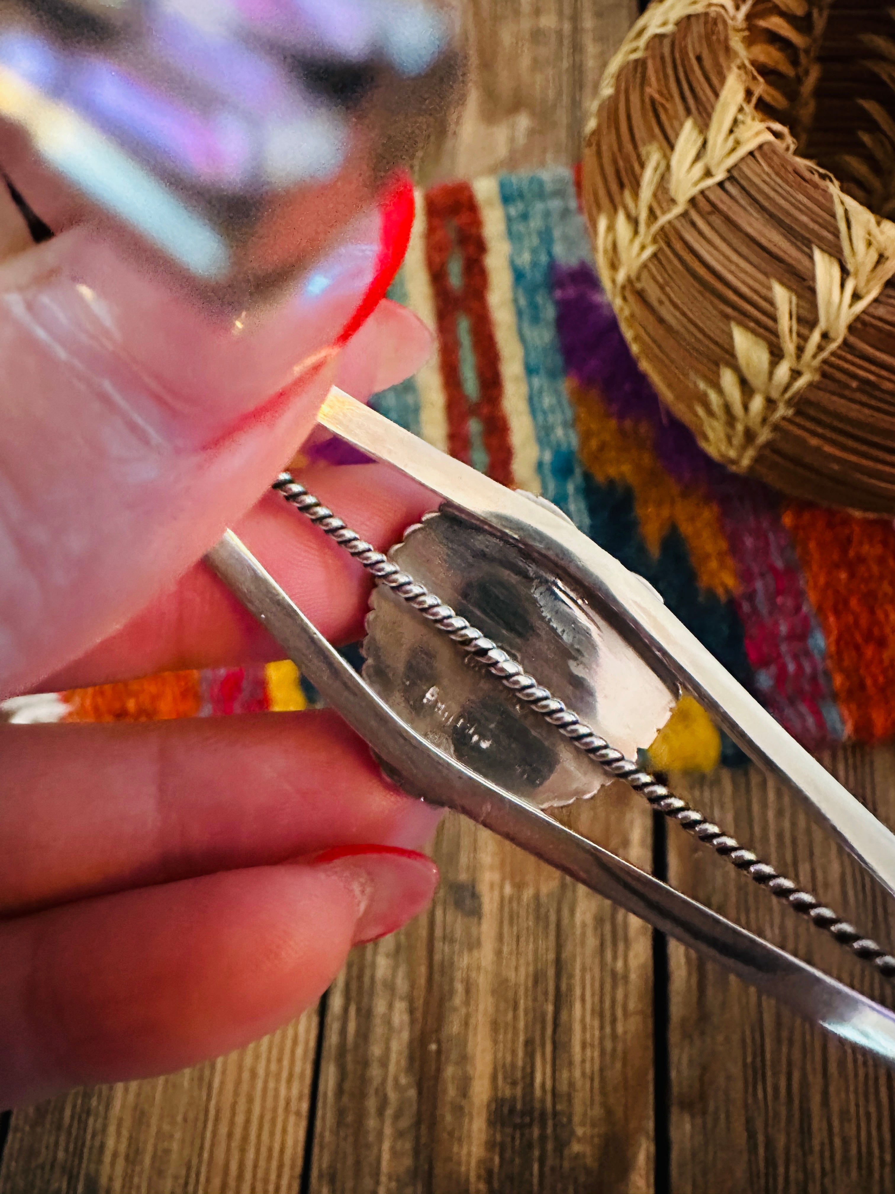 Handcrafted Queen Pink Conch & Sterling Silver Heart Cuff Bracelet