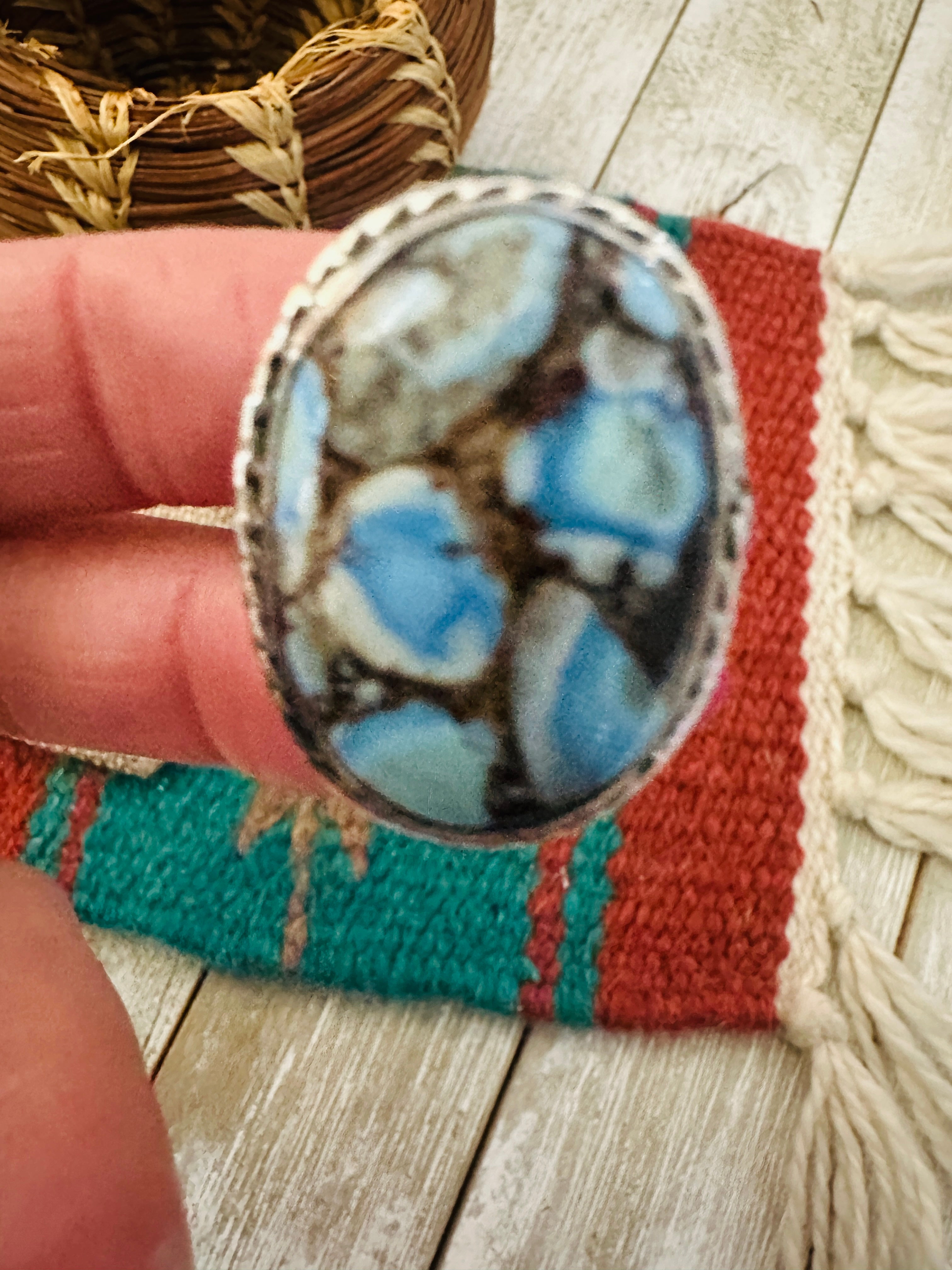 Handcrafted Golden Hills Turquoise & Sterling Silver Adjustable Ring