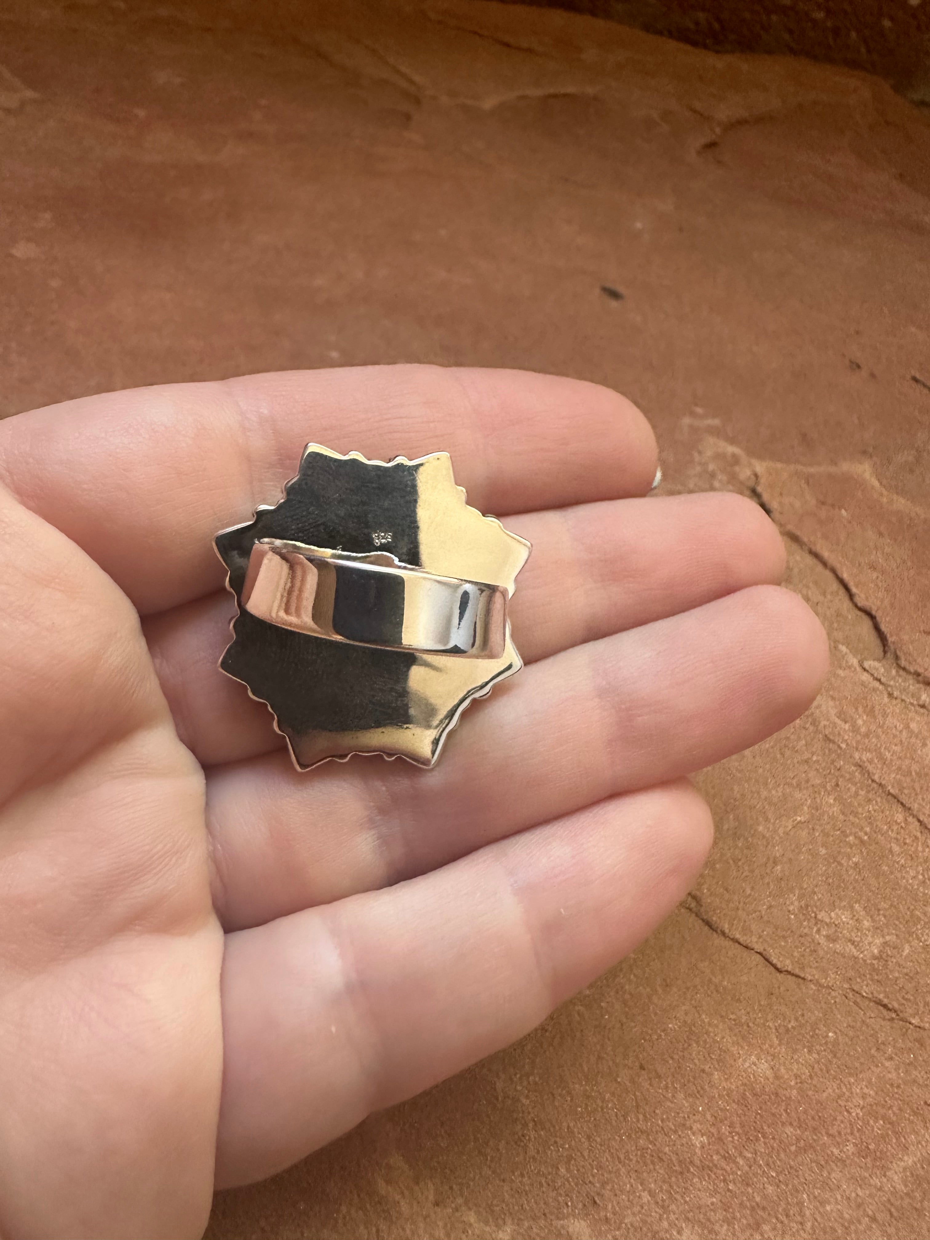 Handmade Sterling Silver & White Buffalo Cluster Adjustable Ring