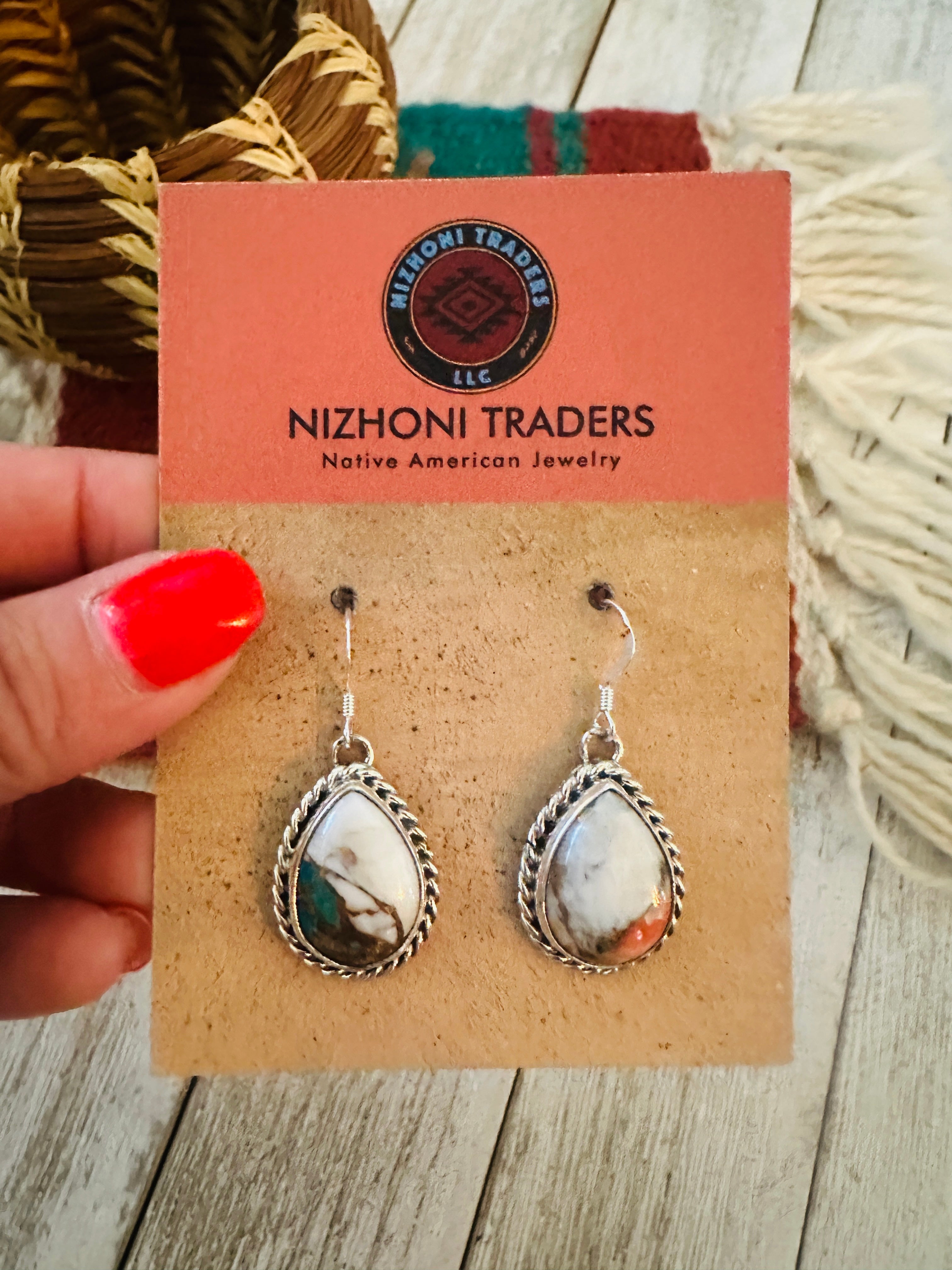 Handcrafted Sterling Silver & Spice Teardrop Dangle Earrings