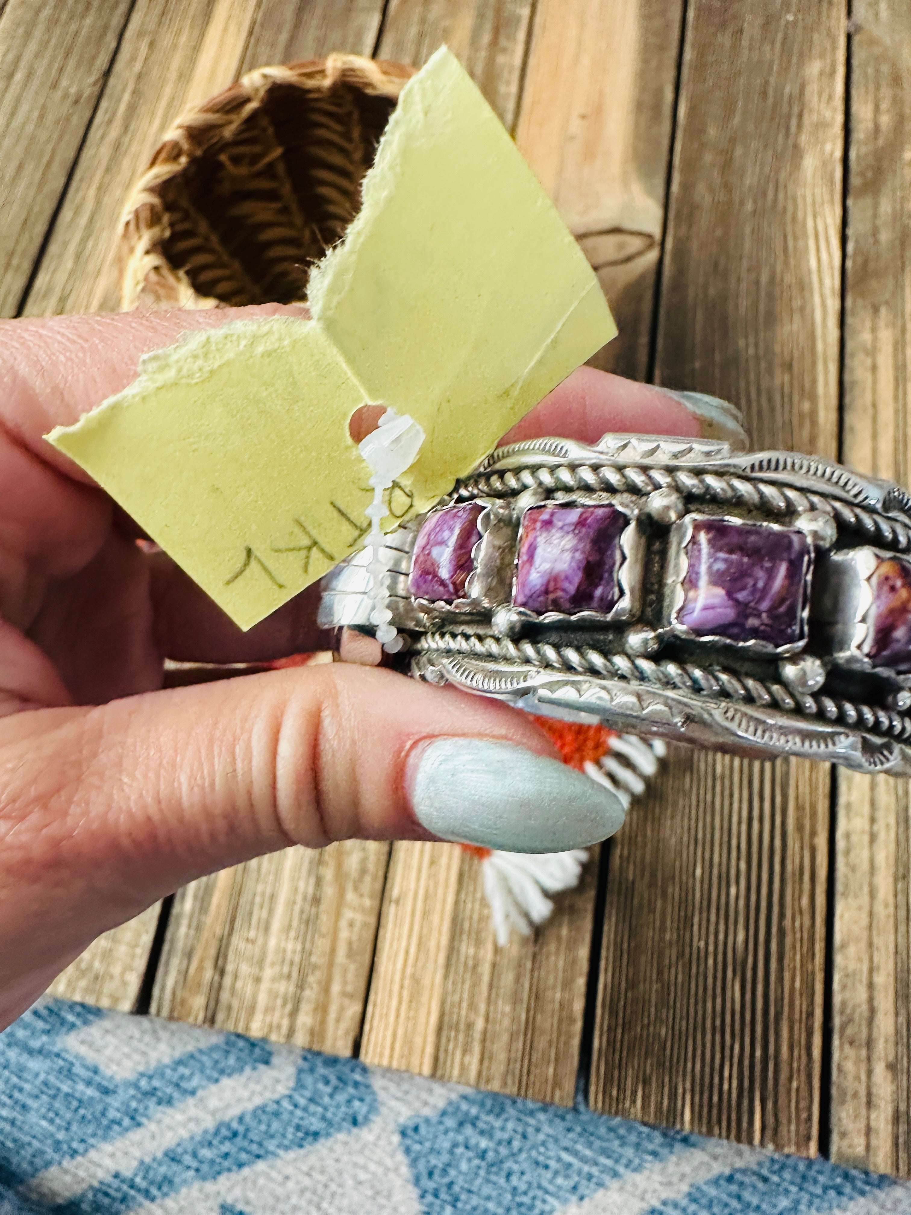 Handcrafted Old Pawn Spiny Oyster & Sterling Silver Watch Cuff