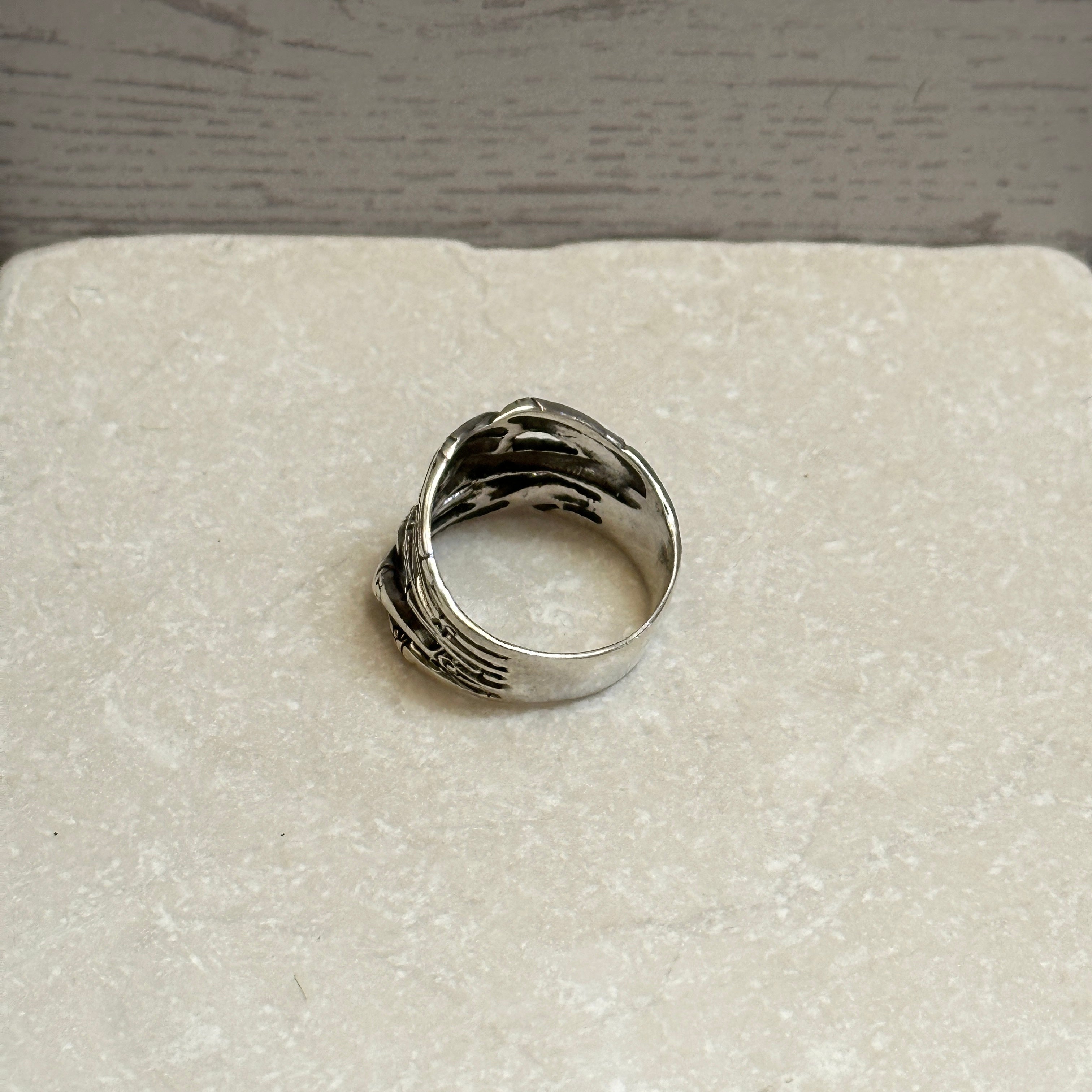 Sterling Silver Bamboo Woven Wide Band Ring