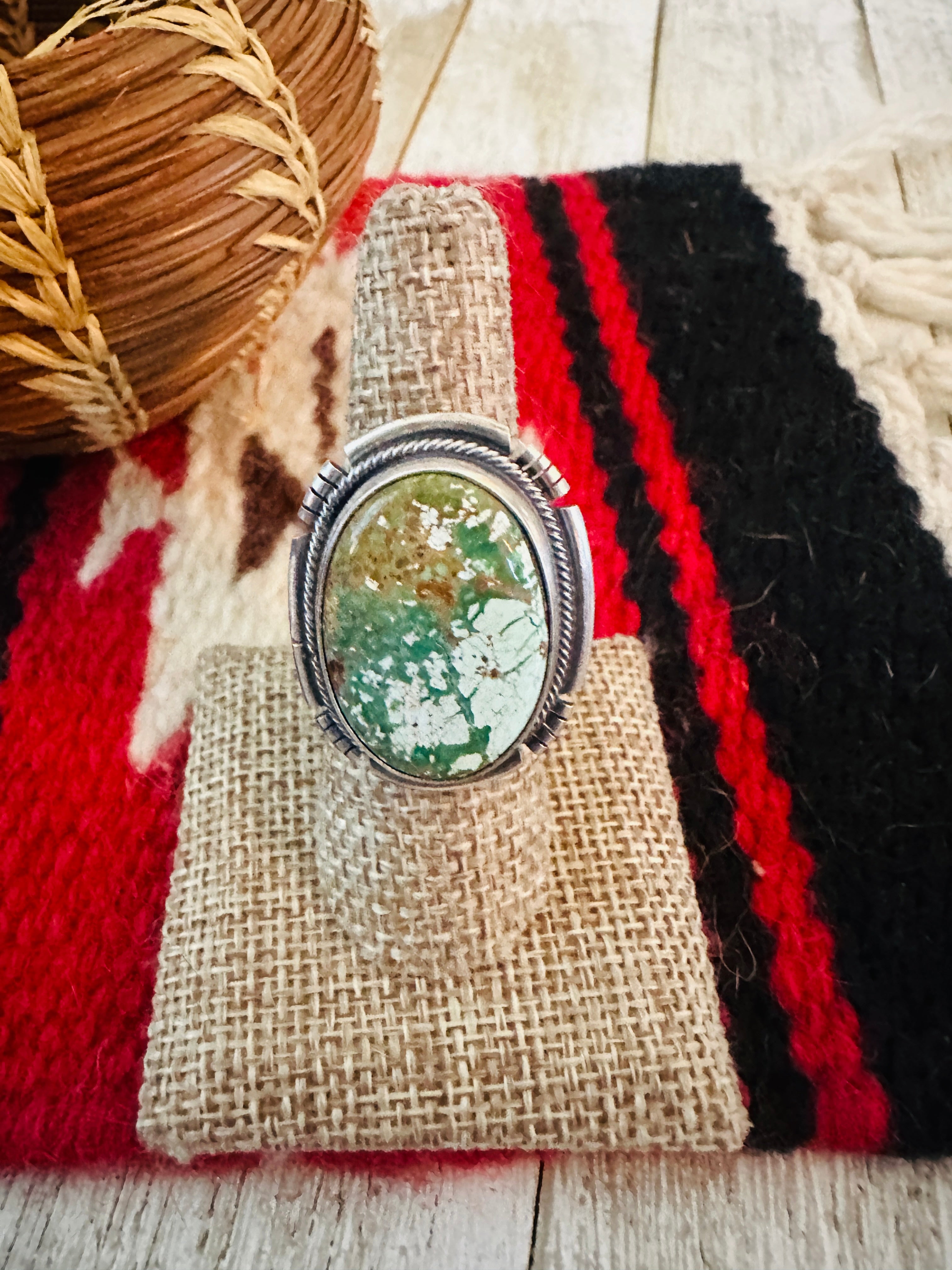 Handcrafted Turquoise & Sterling Silver Adjustable Ring