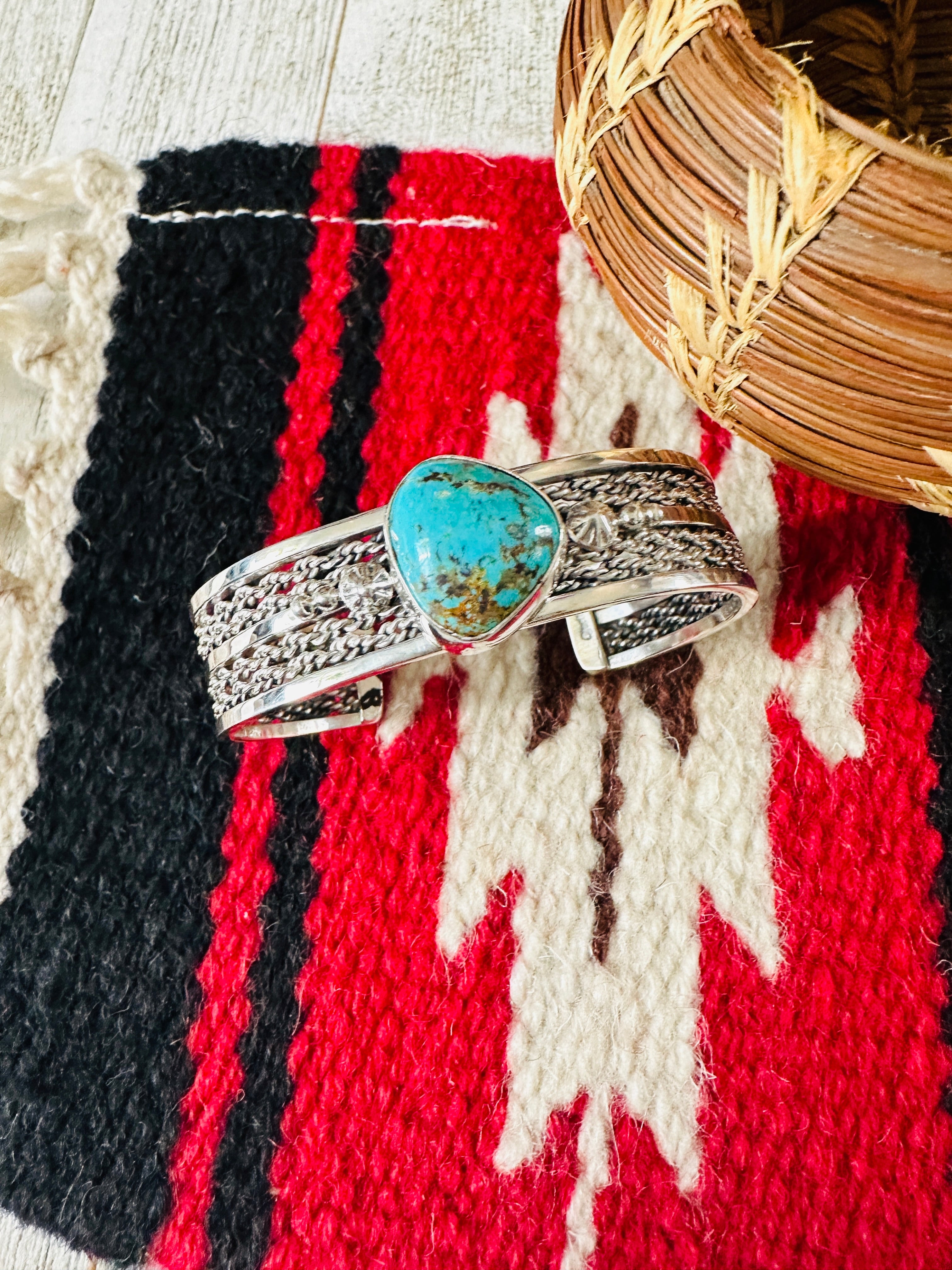 Navajo Sterling Silver & Turquoise Cuff Bracelet