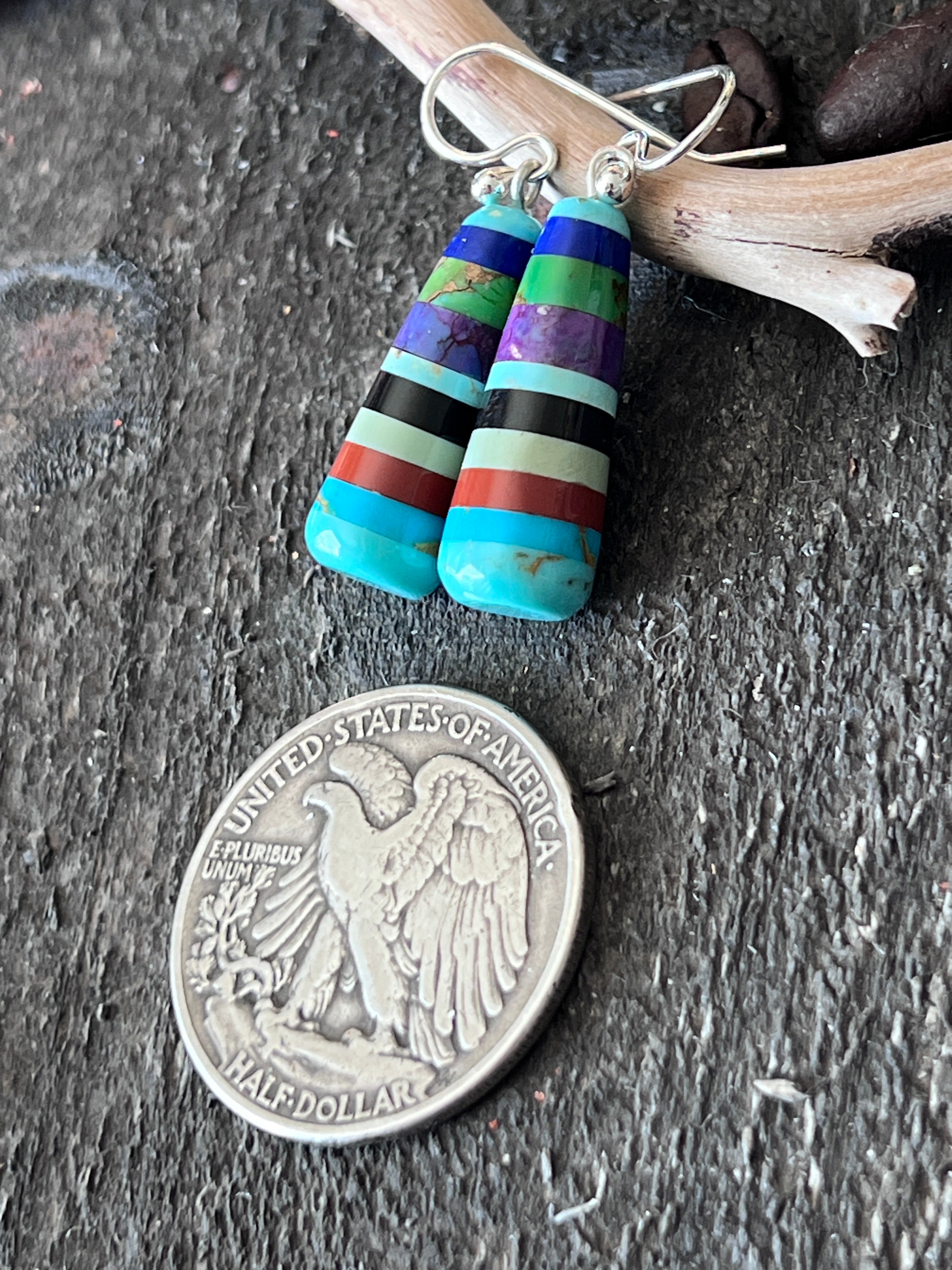 Santo Domingo Layered Multistone Earrings by Ronald Chavez, Stacked Gems #8
