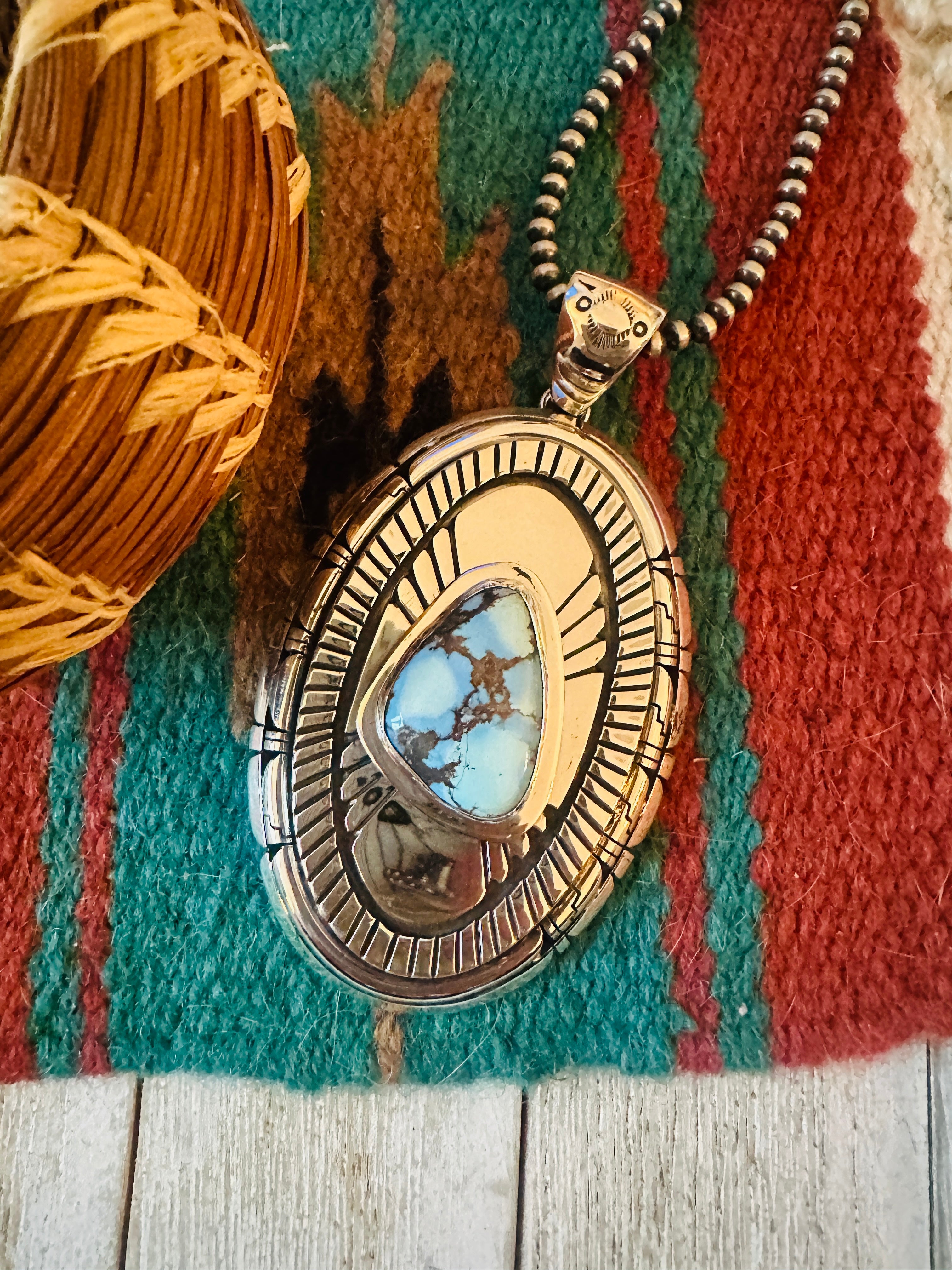 Handcrafted Golden Hills Turquoise & Sterling Silver Pendant