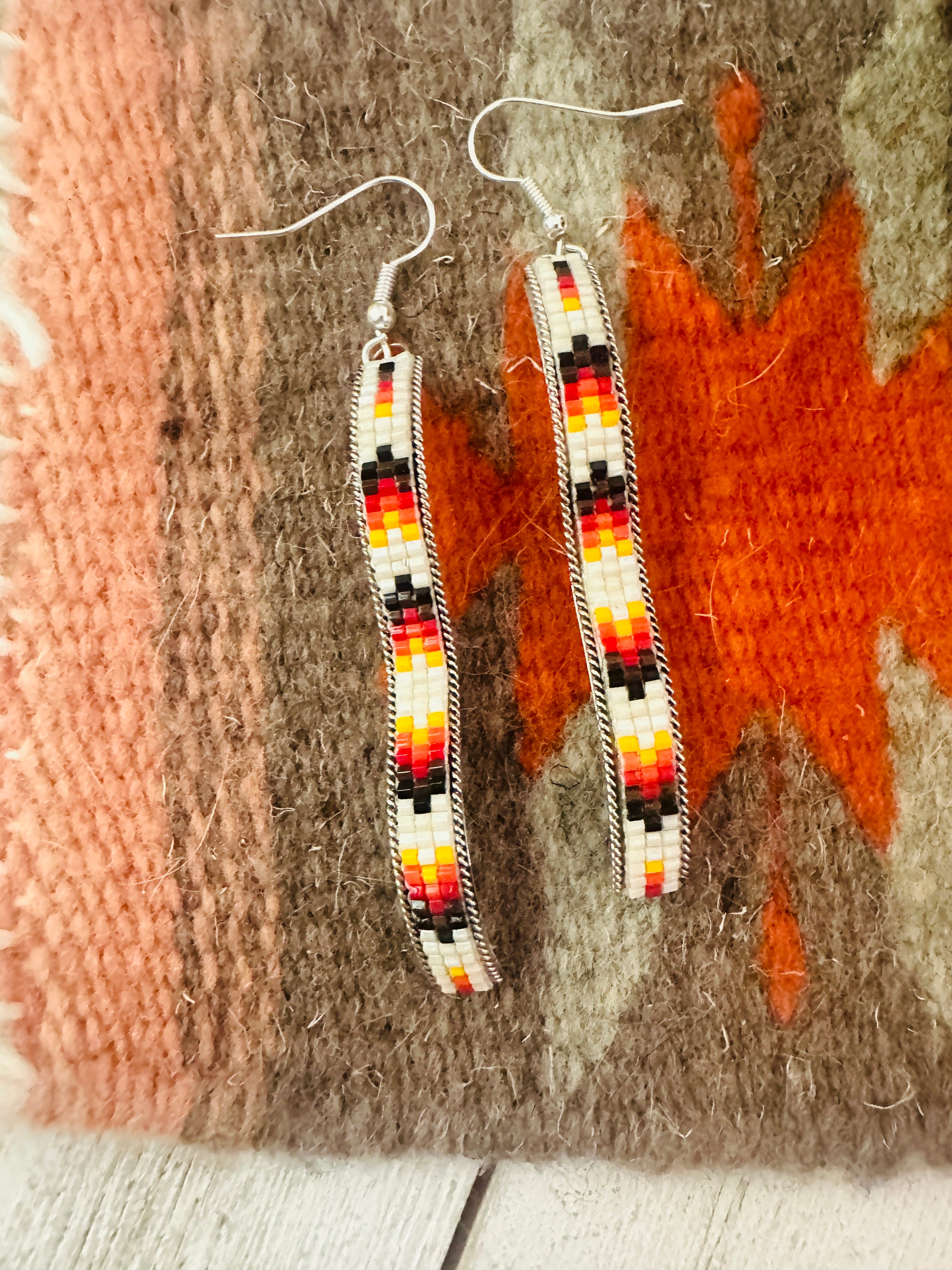 Navajo Handmade Multicolor Beaded Dangle Earrings