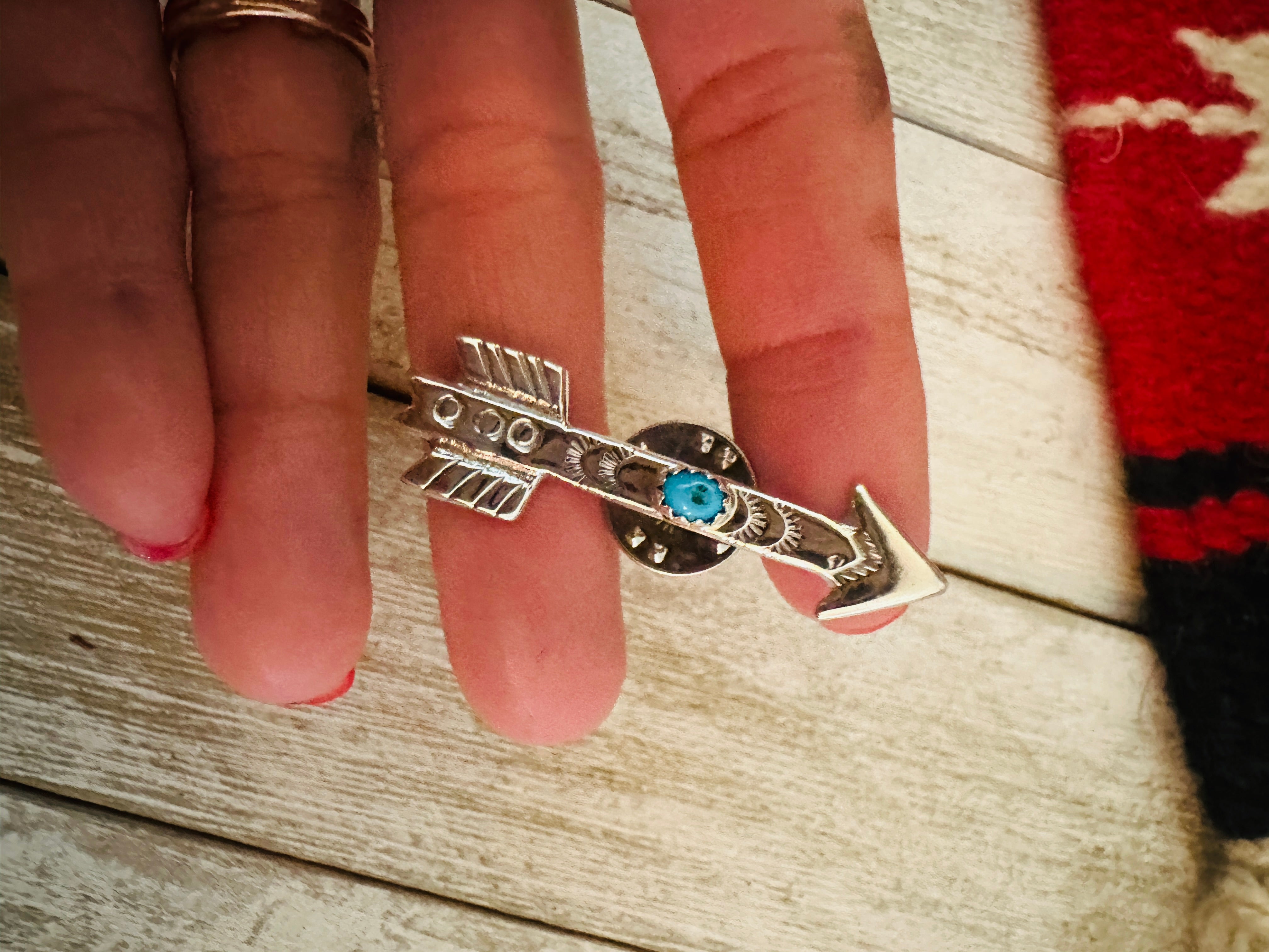 Navajo Turquoise & Sterling Silver Arrow Brooch