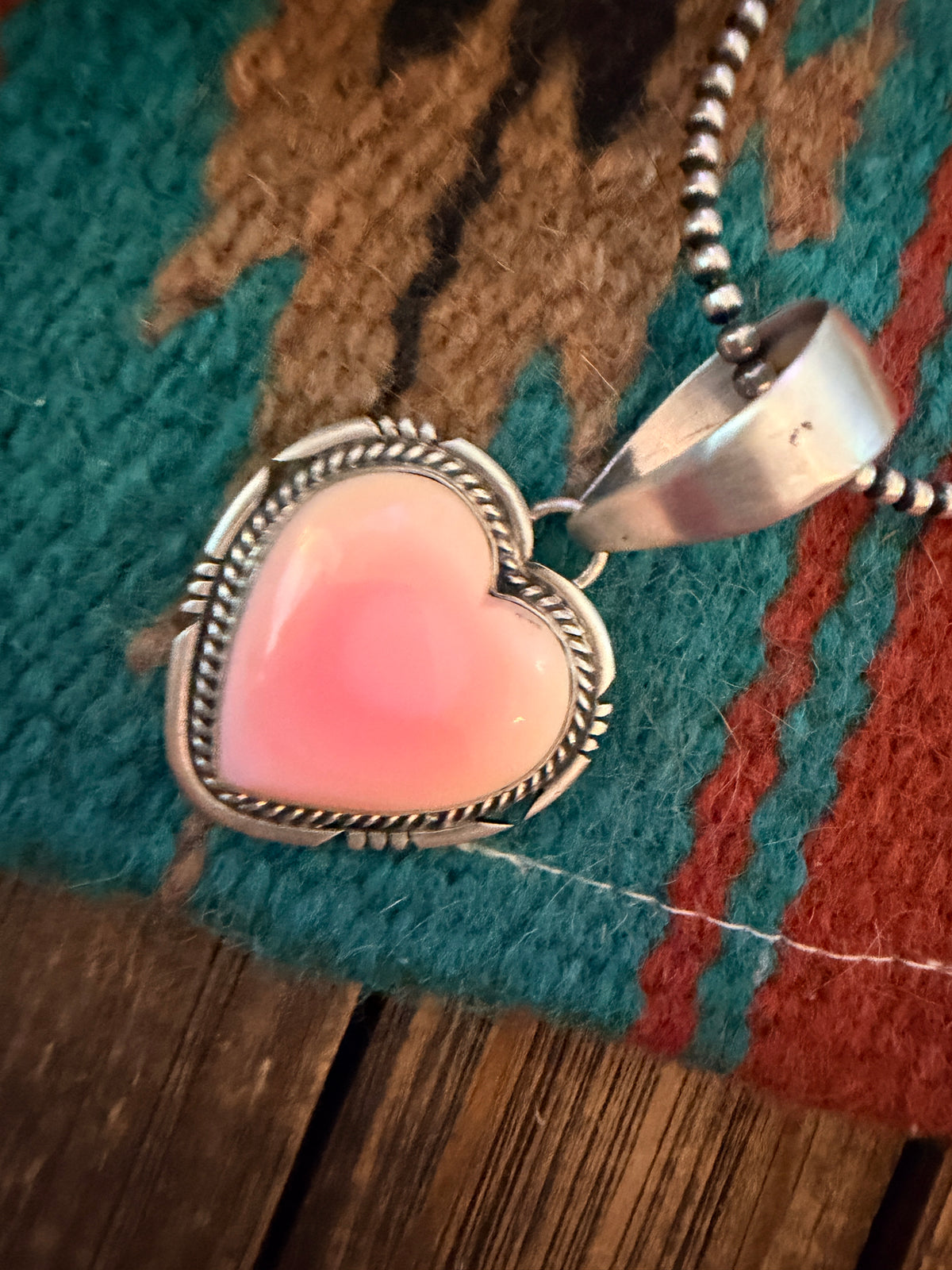 Handcrafted Sterling Silver & Queen Pink Conch Heart Pendant by Jon McCray