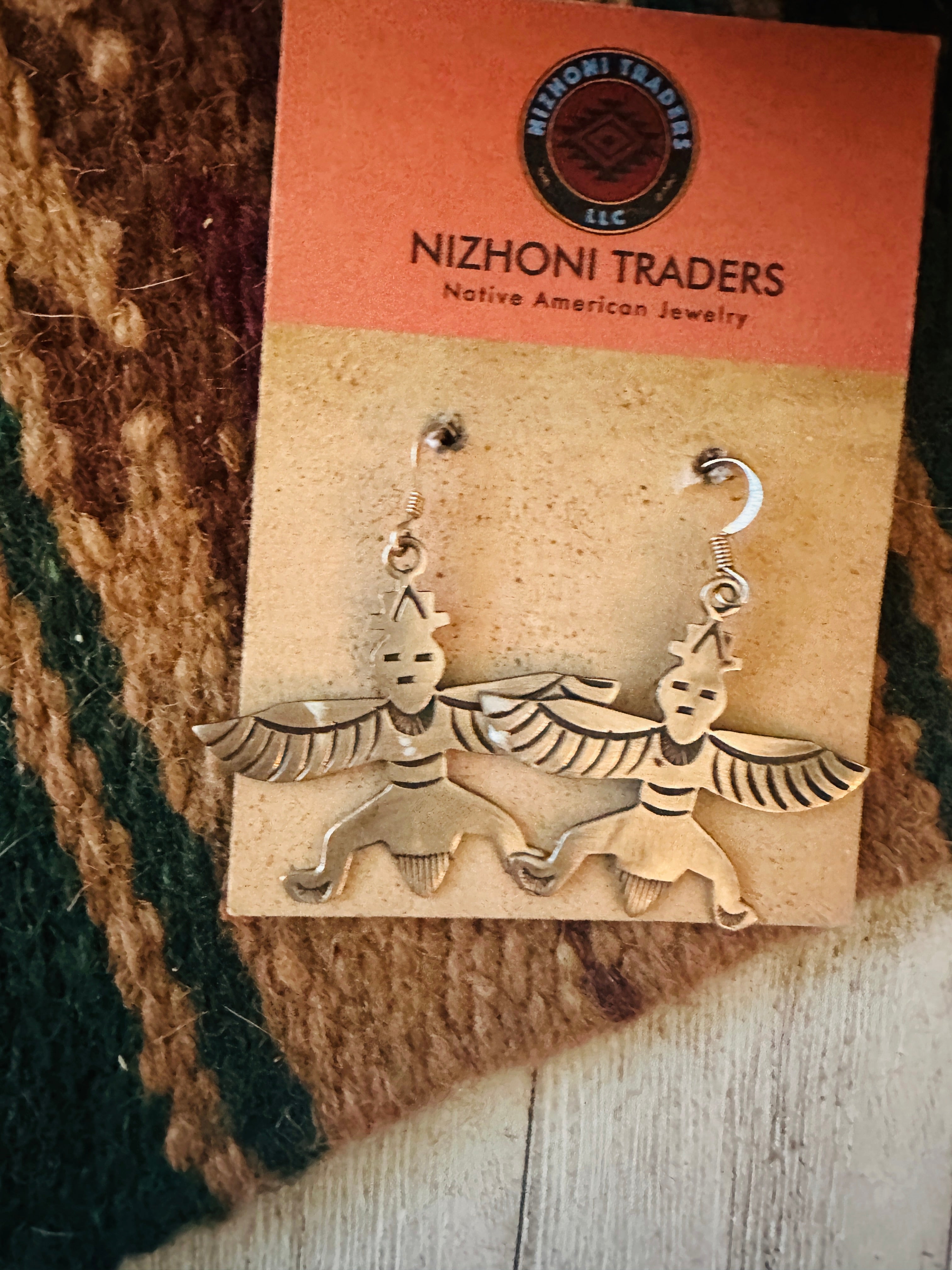 Vintage Old Pawn Navajo Sterling Silver Thunderbird Dangle Earrings