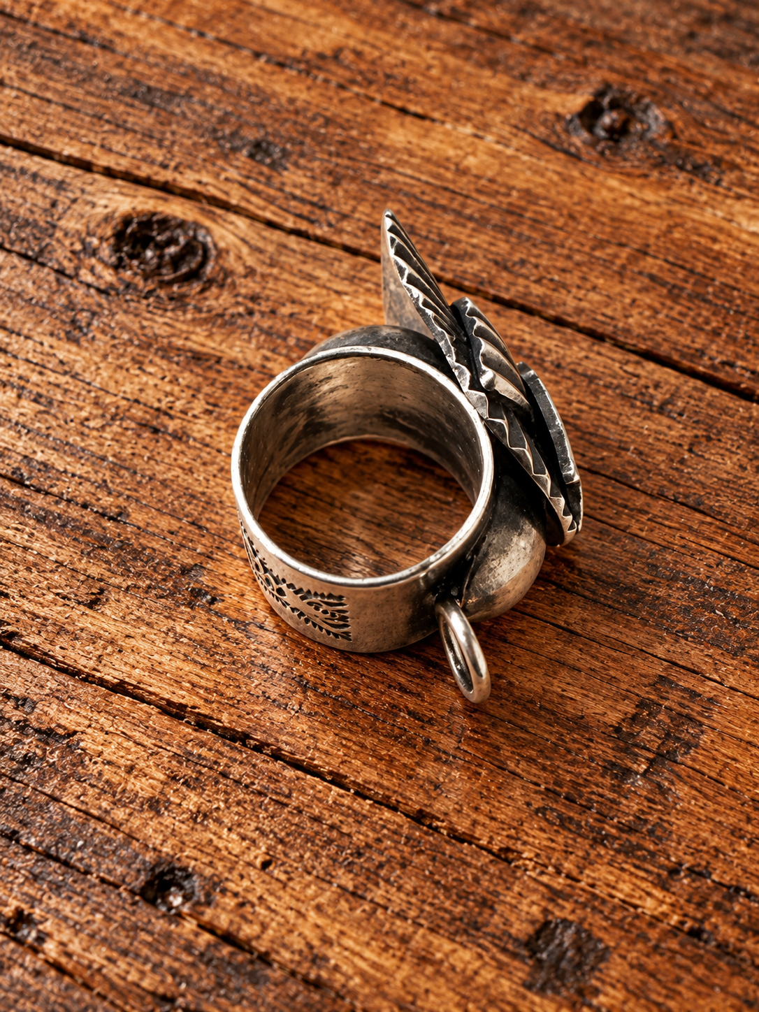 Handcrafted Hand Stamped Sterling Silver Concho Thunderbird Bale