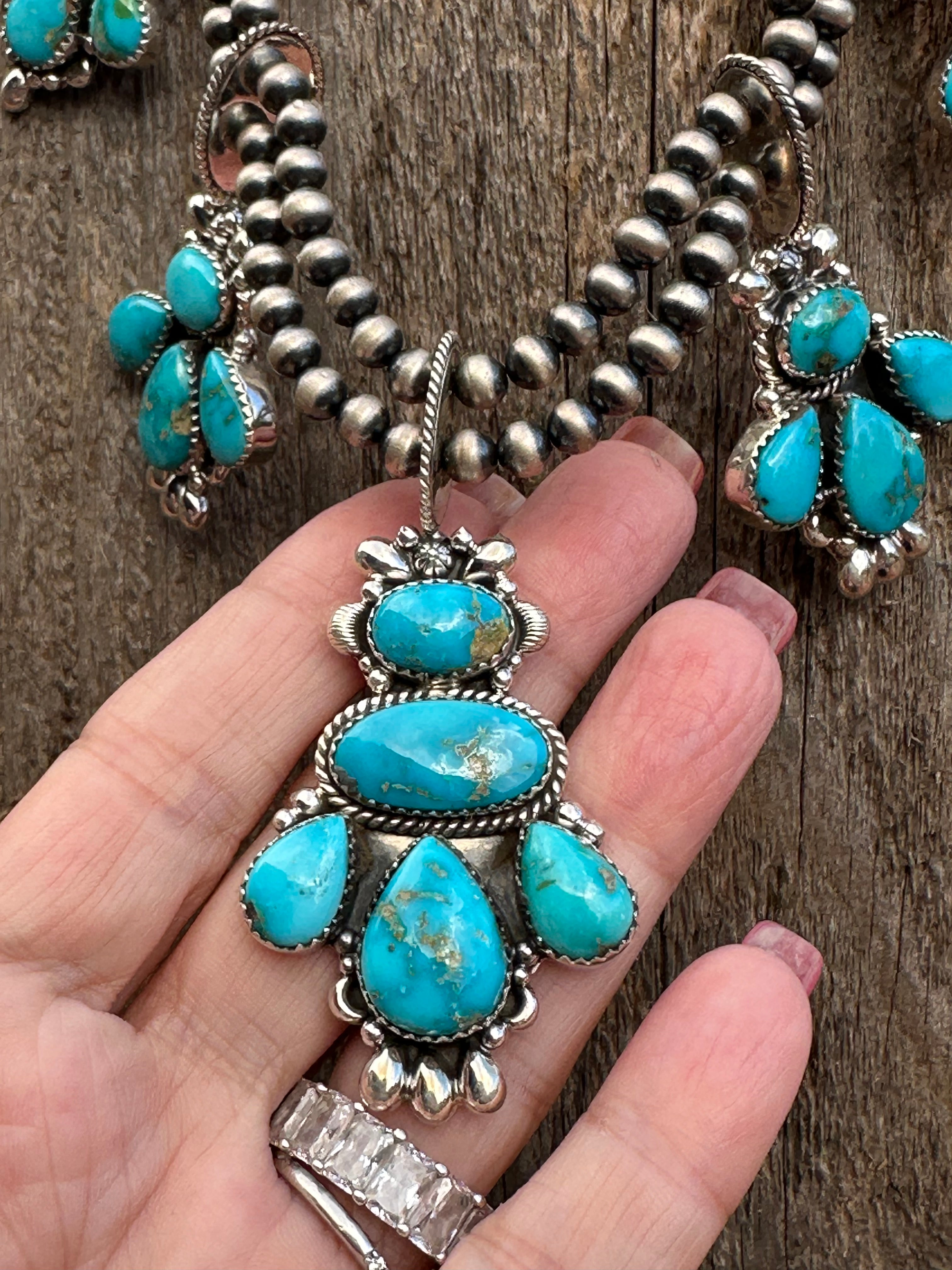 Taos Collection Handmade Sterling Silver & South Hill Sonoran Turquoise Necklace