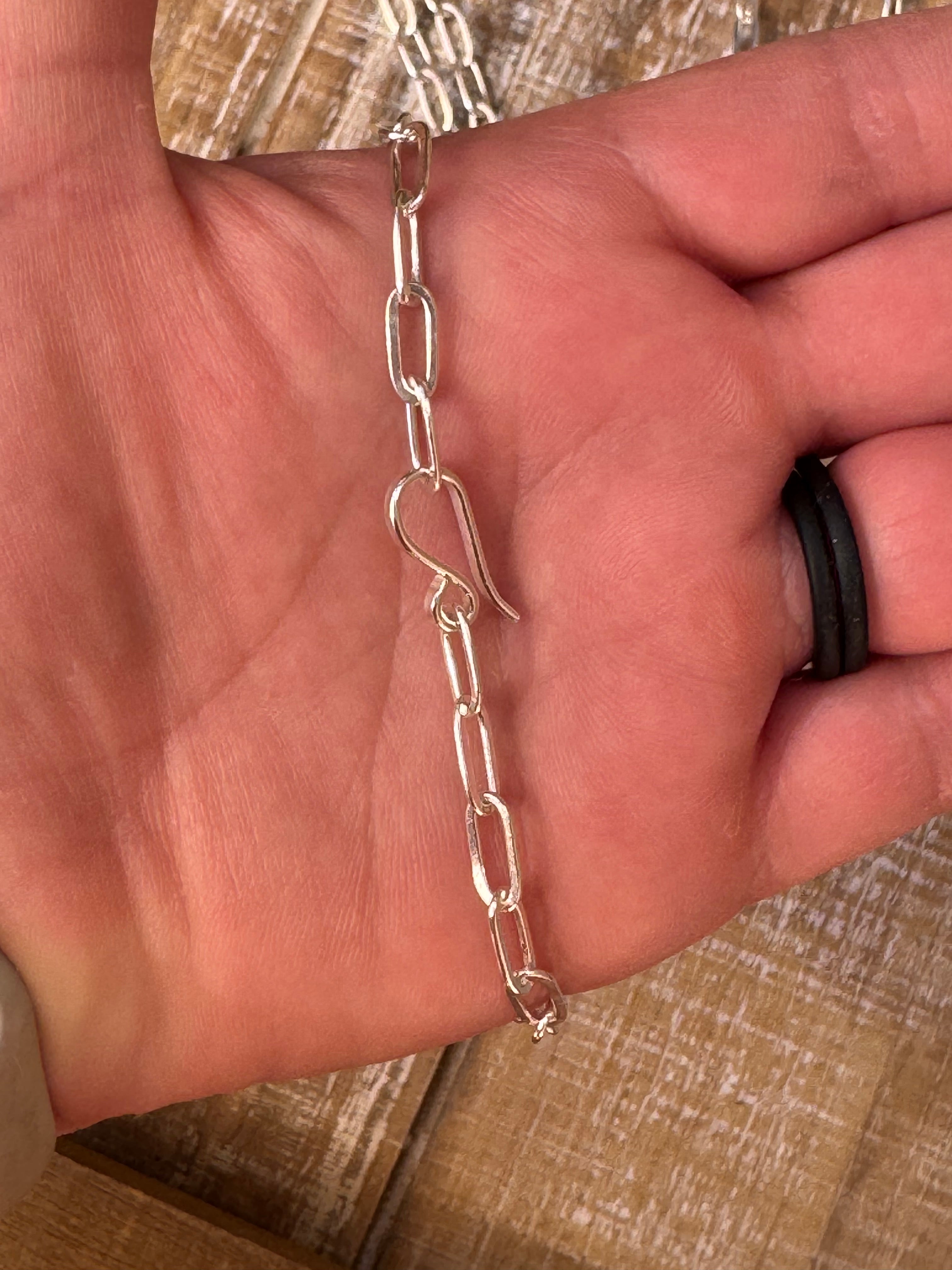 Handmade Sterling Silver Paper Clip Ball Letter Necklace