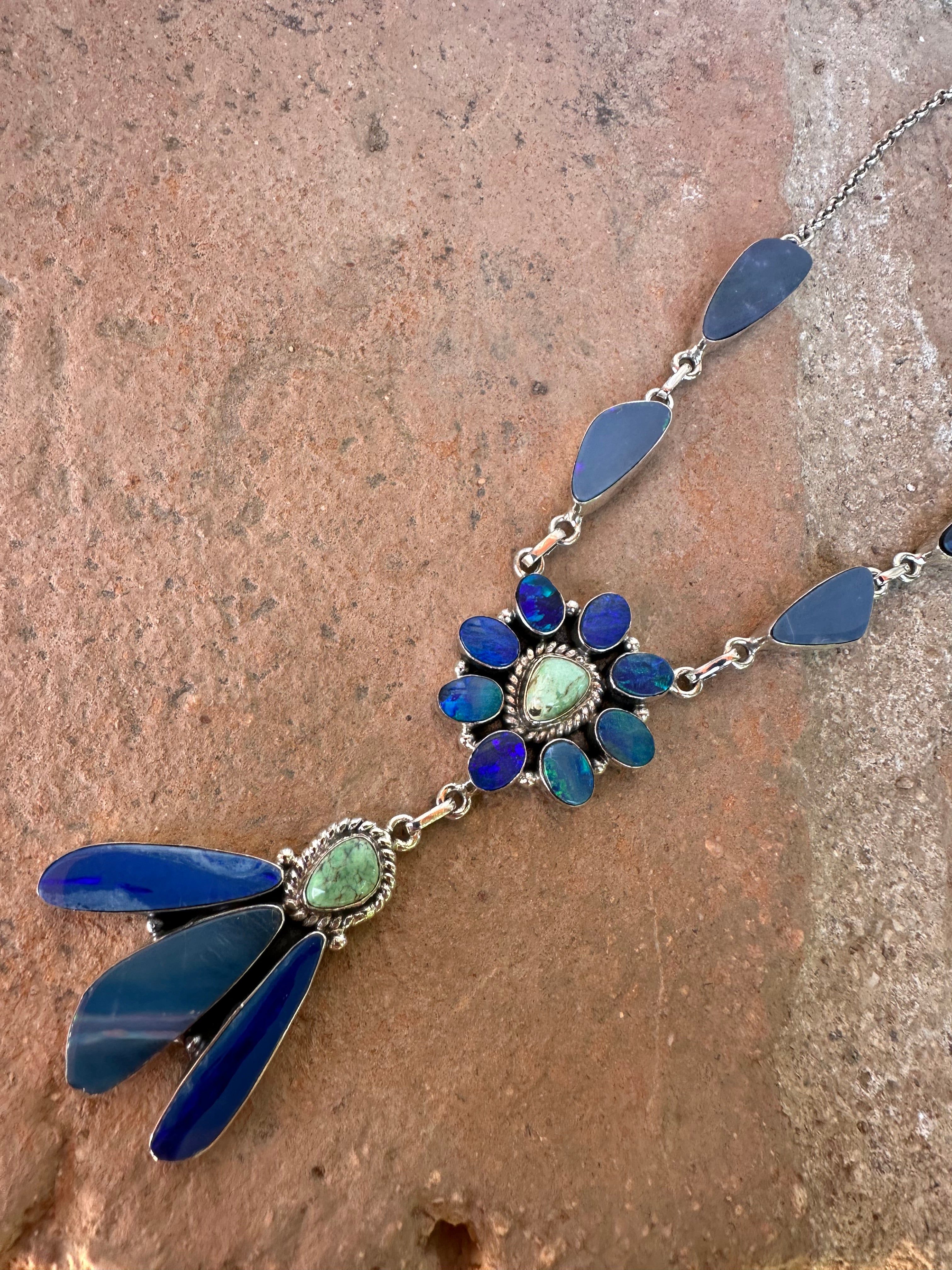 Handmade Denim Lapis, Turquoise & Sterling Silver Necklace