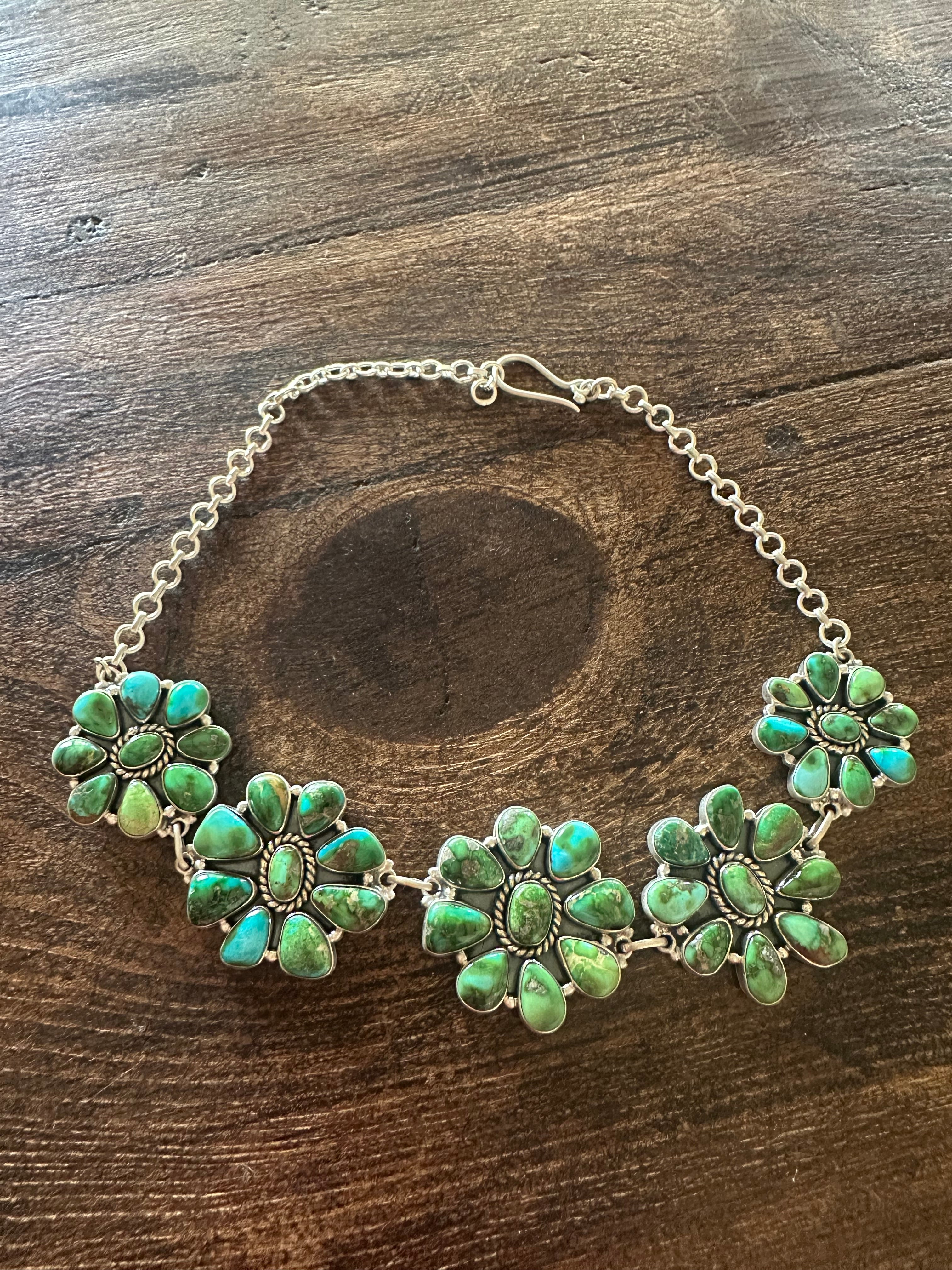 Handmade Sterling Silver Sonoran Mountain Turquoise Choker Necklace