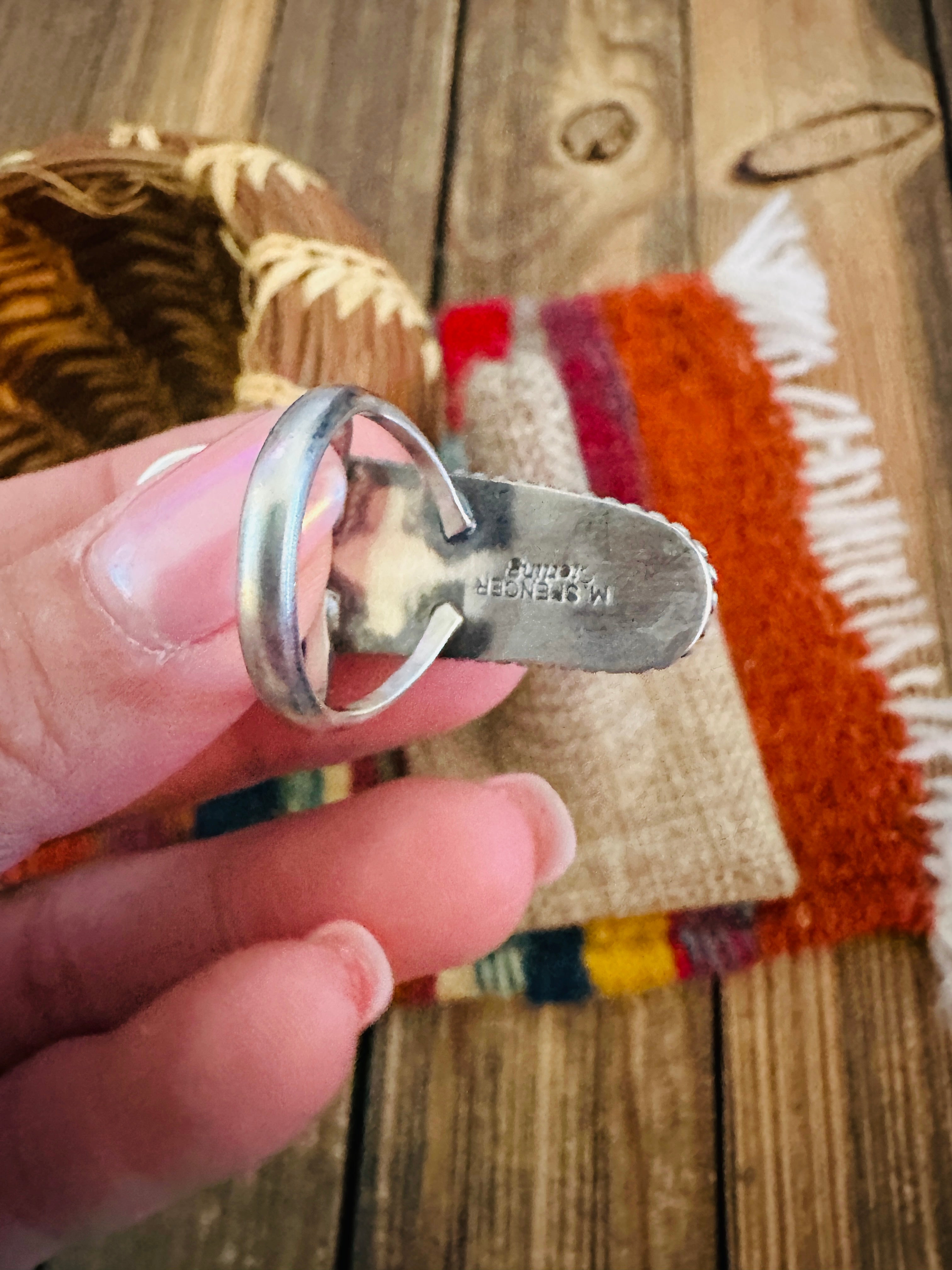 Handcrafted White Buffalo & Sterling Silver Ring Size 5.5