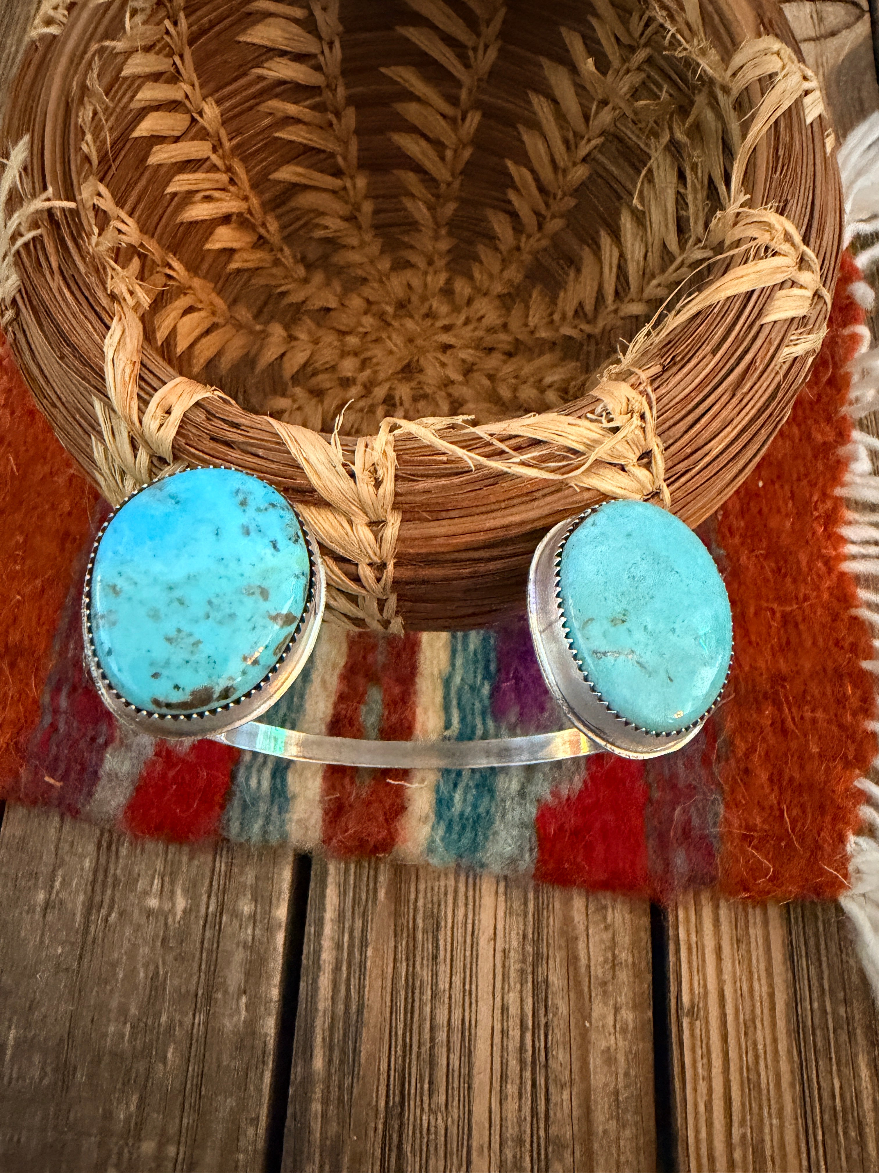 Handmade Turquoise & Sterling Silver Floating Cuff Bracelet