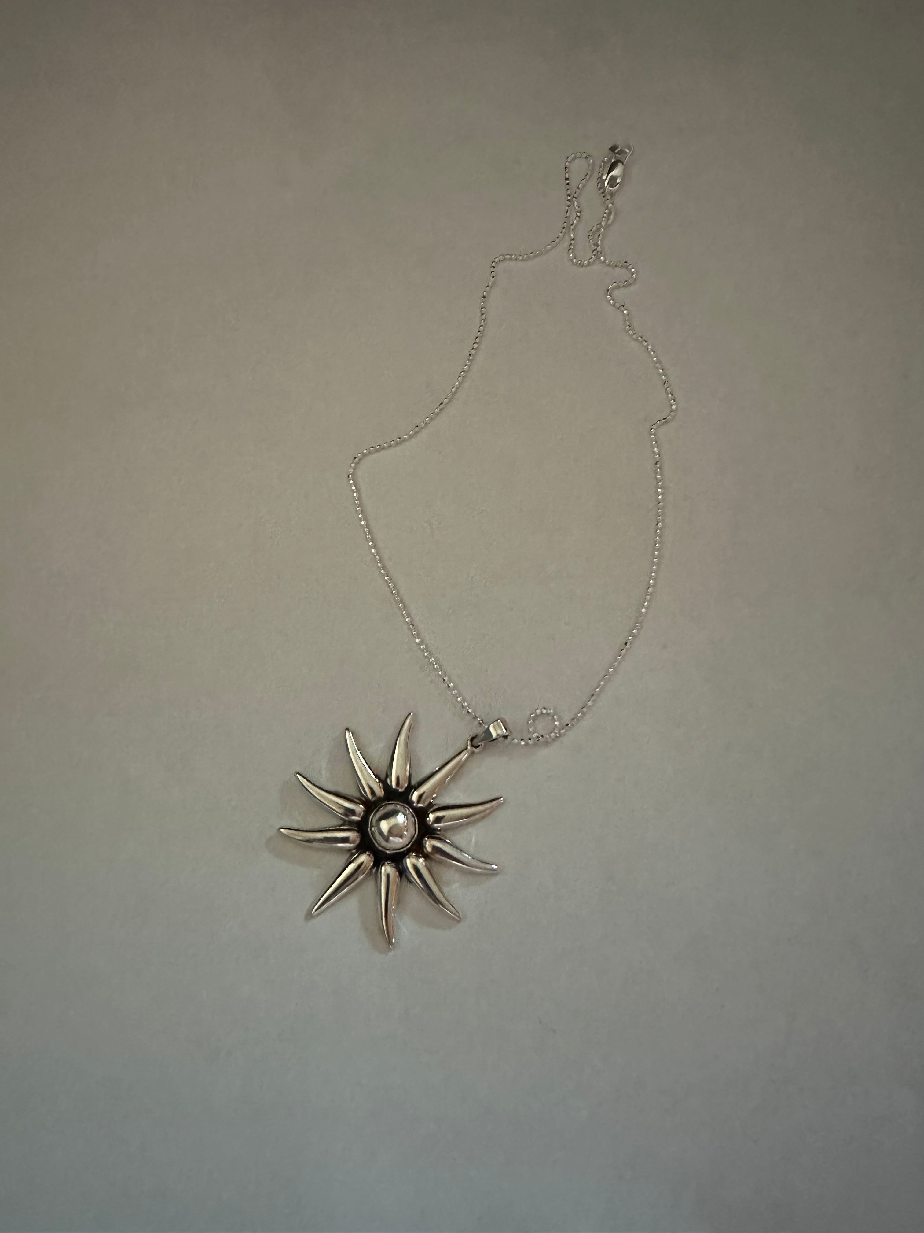 Petite Silver Sunburst Pendant
