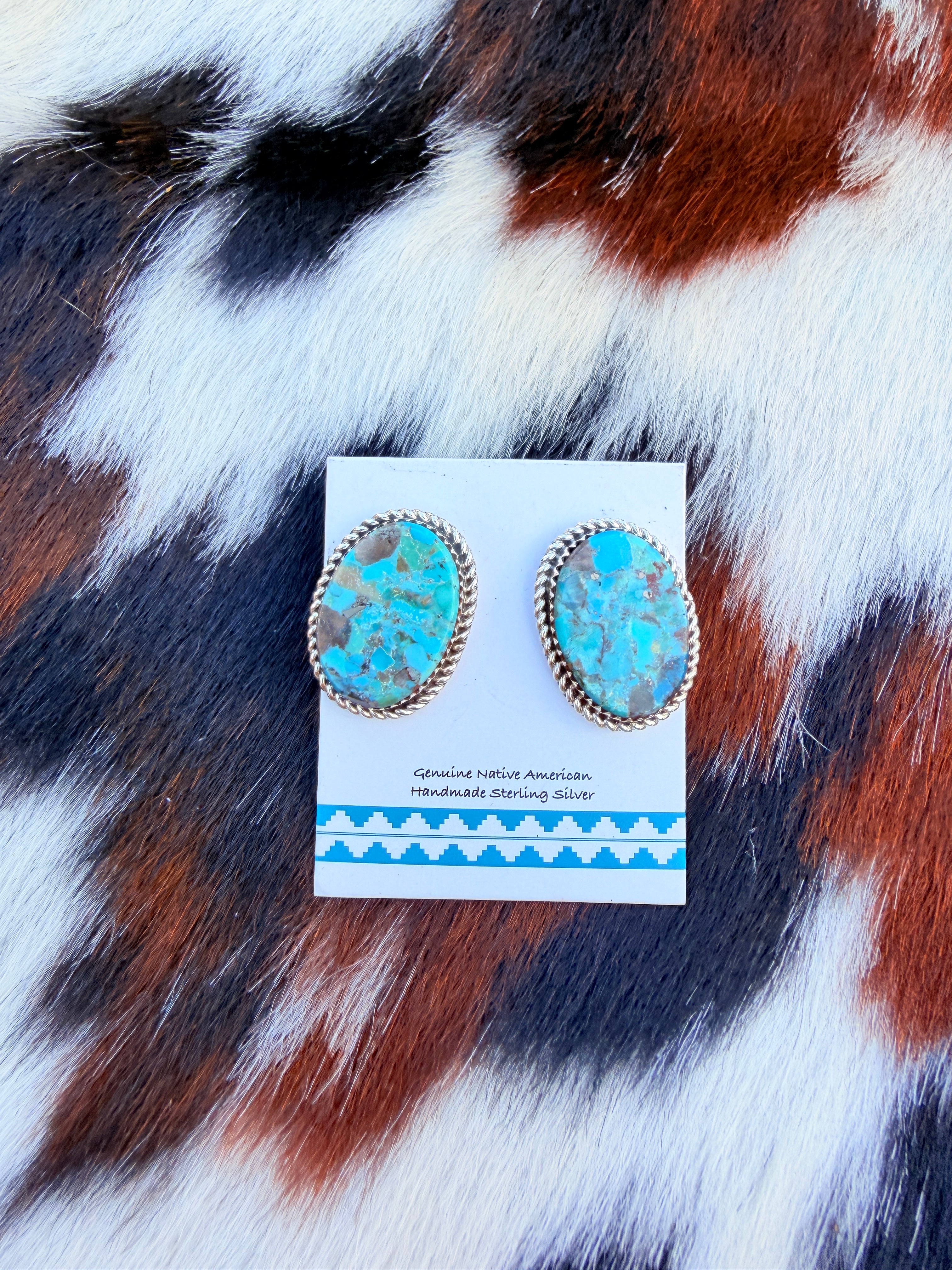 Handcrafted Turquoise & Sterling Silver Post Earrings