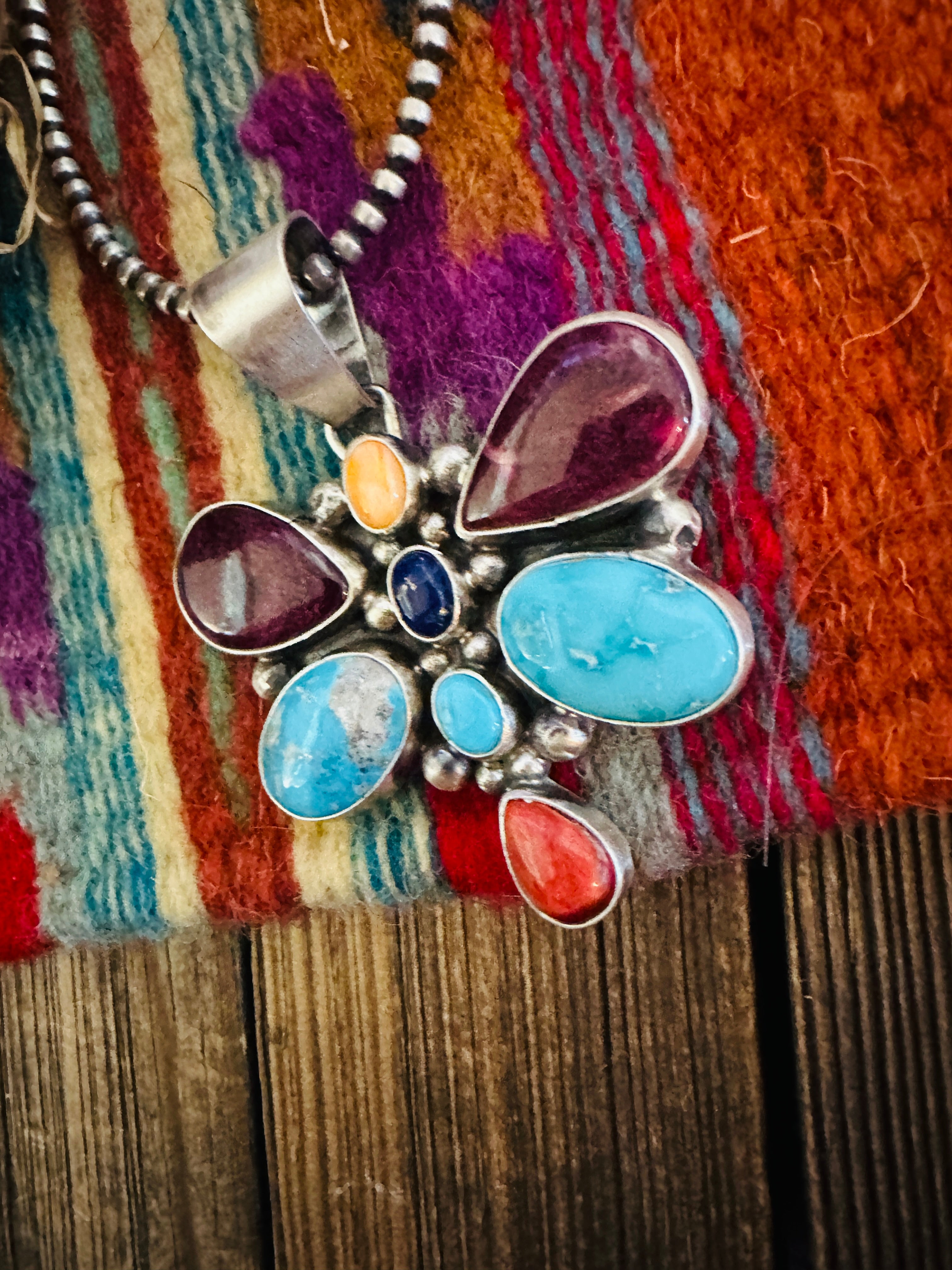 Handcrafted Sterling Silver & Multi Stone Dragonfly Pendant by Travis Jim