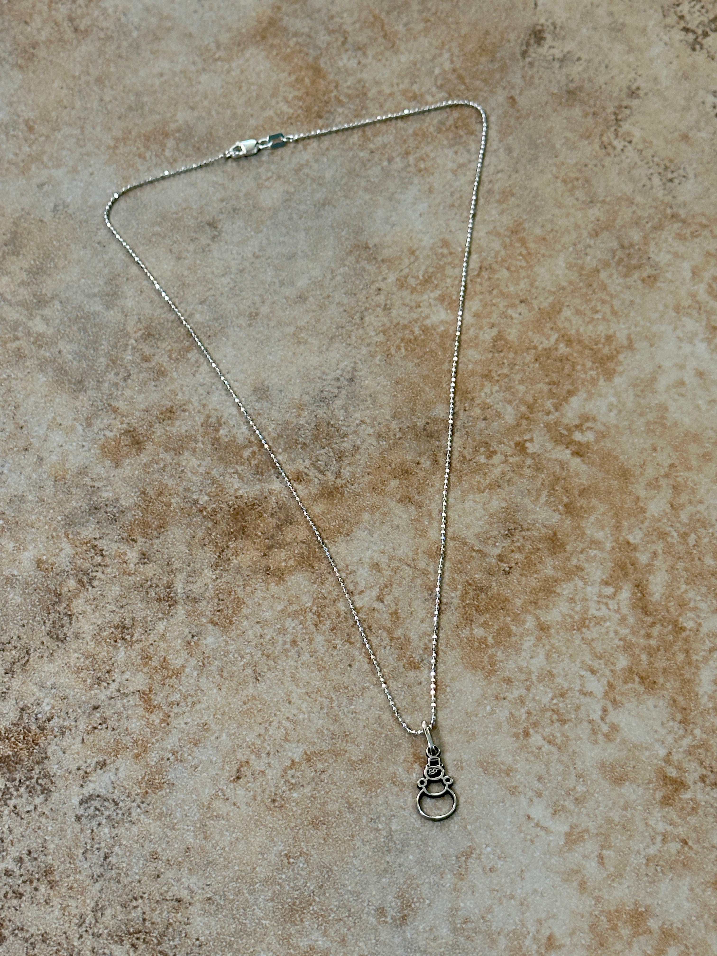 Sterling Silver Snowman Pendant Necklace